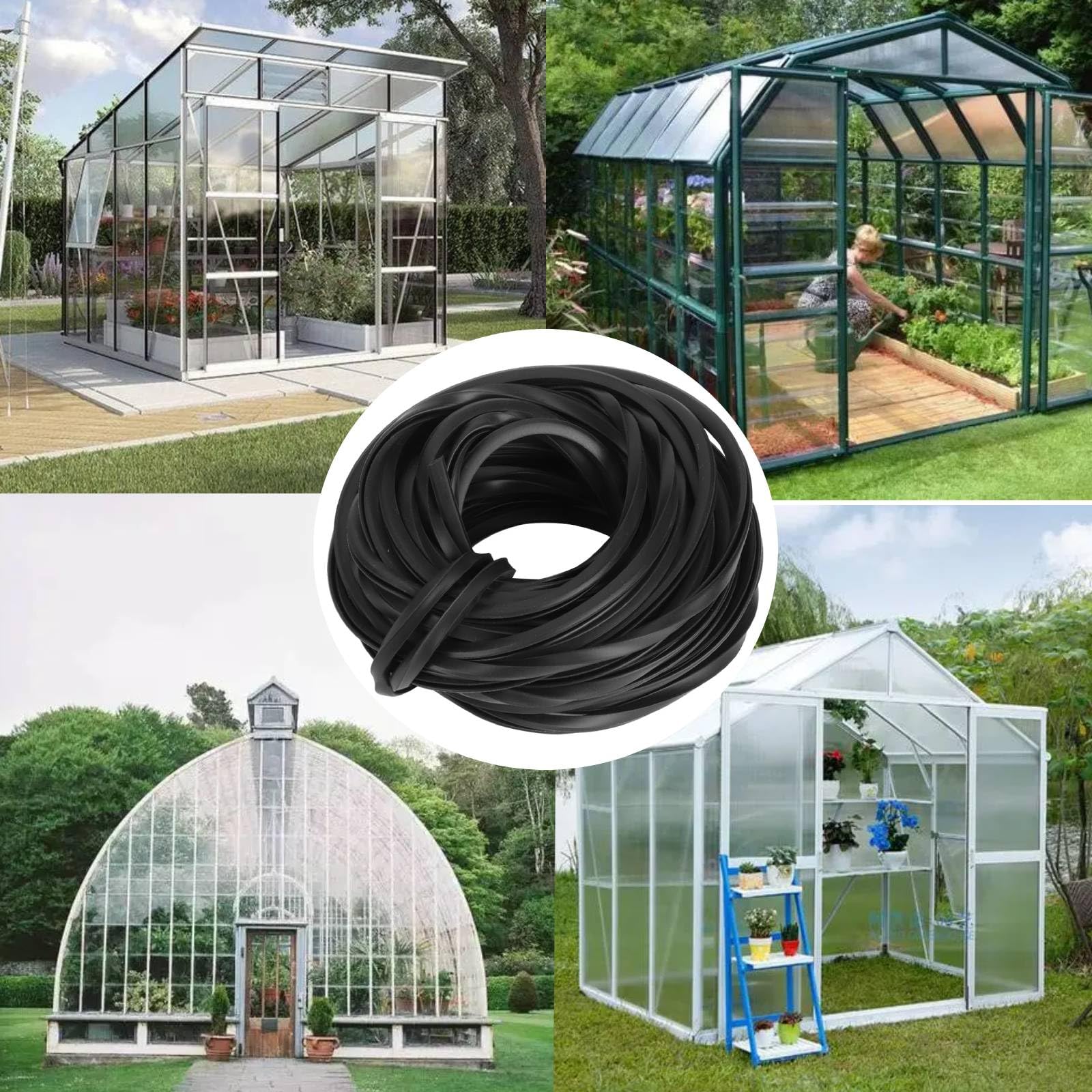 Kasglazingsrubber – 10 M Zwarte Rubberen Afdichtstrip Voor Glas En Ruiten In De Kas