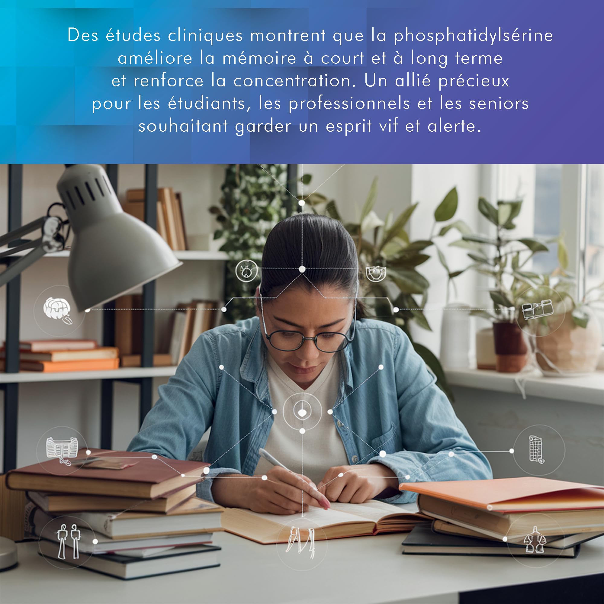 Phosphatidylsérine pure 400 mg combat le cortisol, 90 capsules améliore la mémoire et la concentration, réduit le stress supplément nootropique avec des vitamines B1 B6 B12 Acide folique Me Myeasy