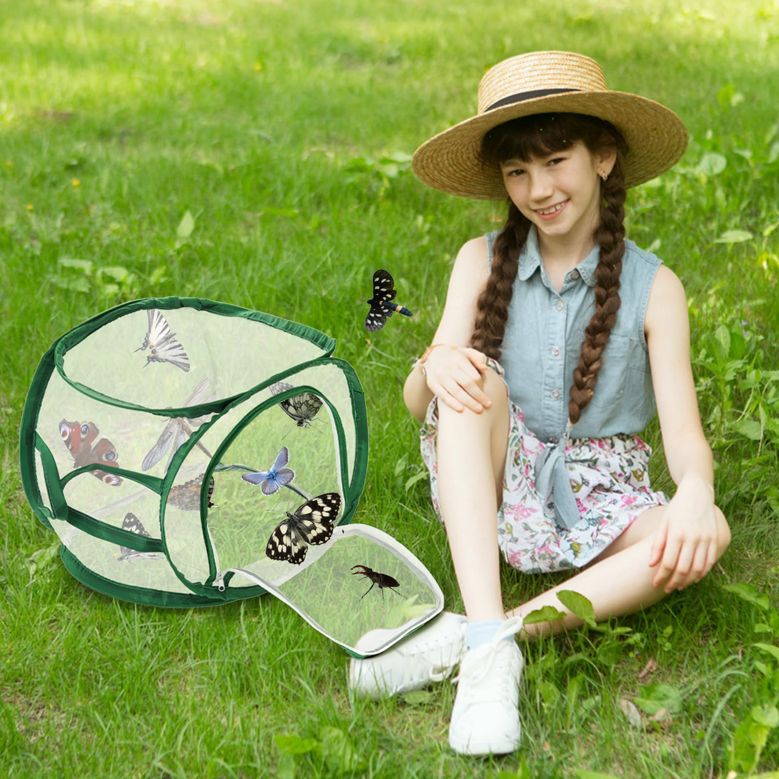 ZENFUN 2 Packungen Insekten und Schmetterlings Lebensraumkäfige, Monarch Insekten Netzkäfig, Raupengehege, Schmetterlings Lebensraum, Terrarium Pop-up (30 x 30 x 30CM)
