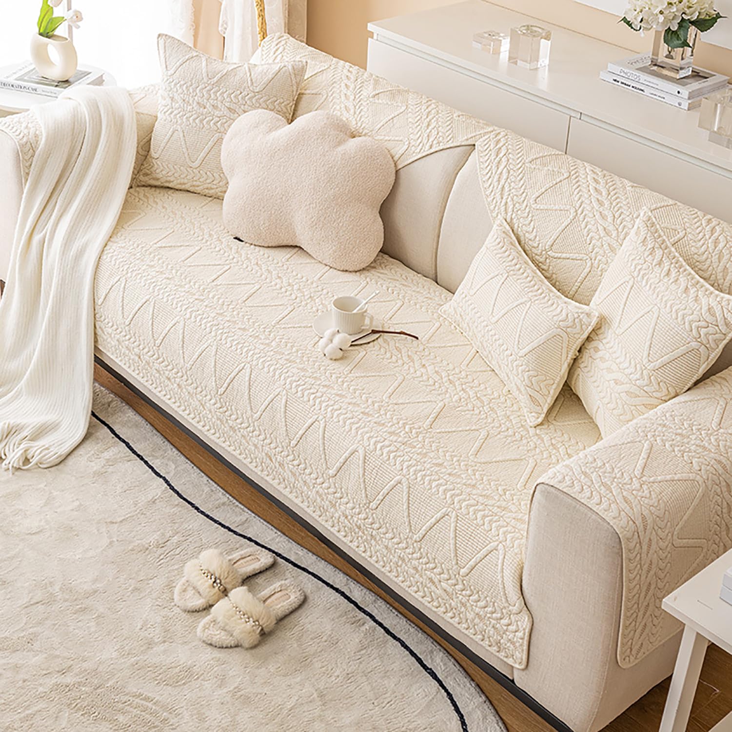 Housse de canapé en coton de qualité supérieure Beia 90x240