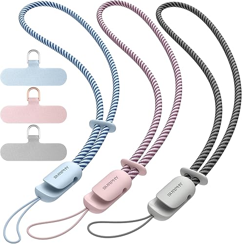 Miniatura 19 de SURPHY Paquete de 3 correas de muñeca para teléfono con lengüeta de sujeción para teléfono celular, correa para teléfono celular, correa para A-