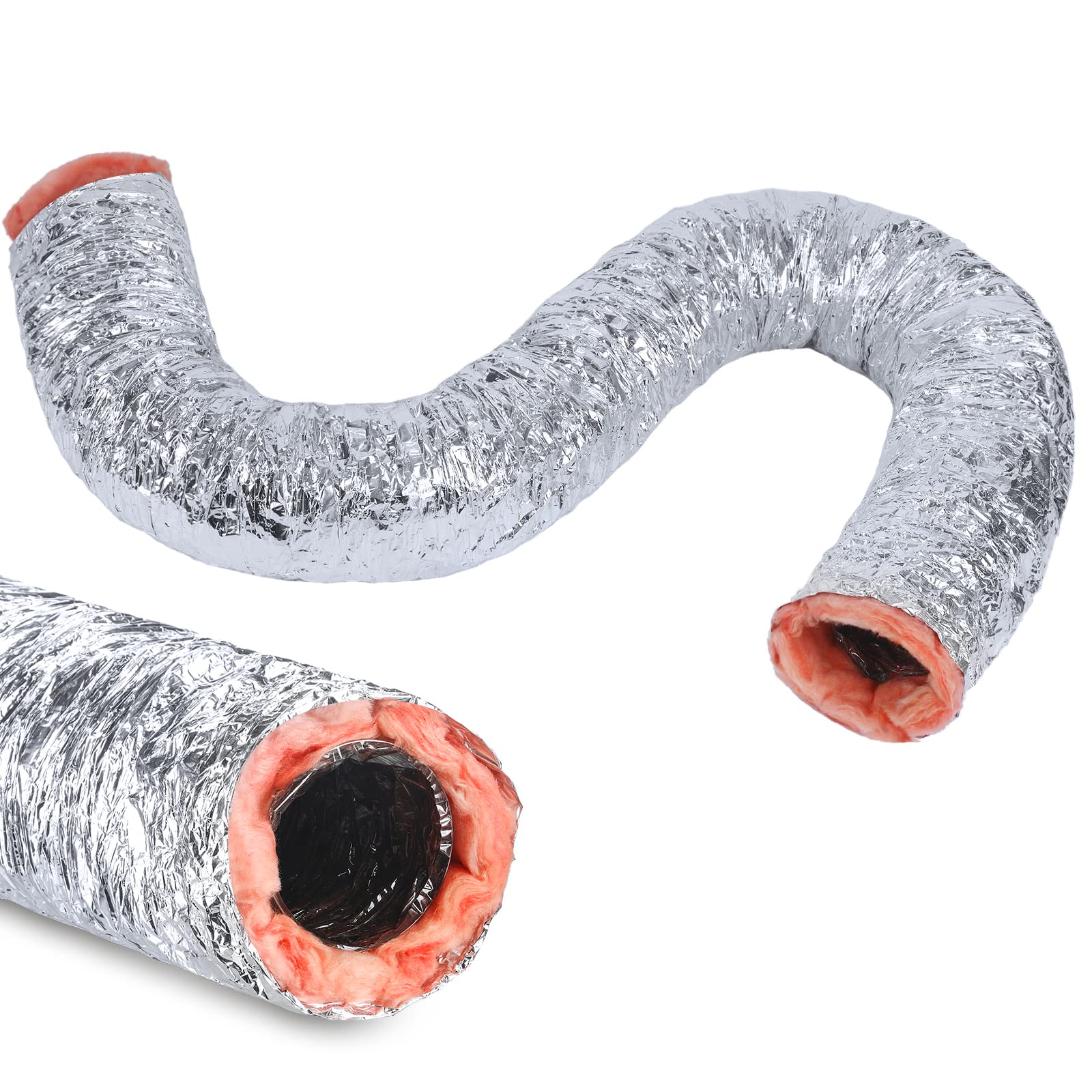 Buy 25 Feet Flexible Insulated Duct R6 Aluminum Ducting Hose Insulation