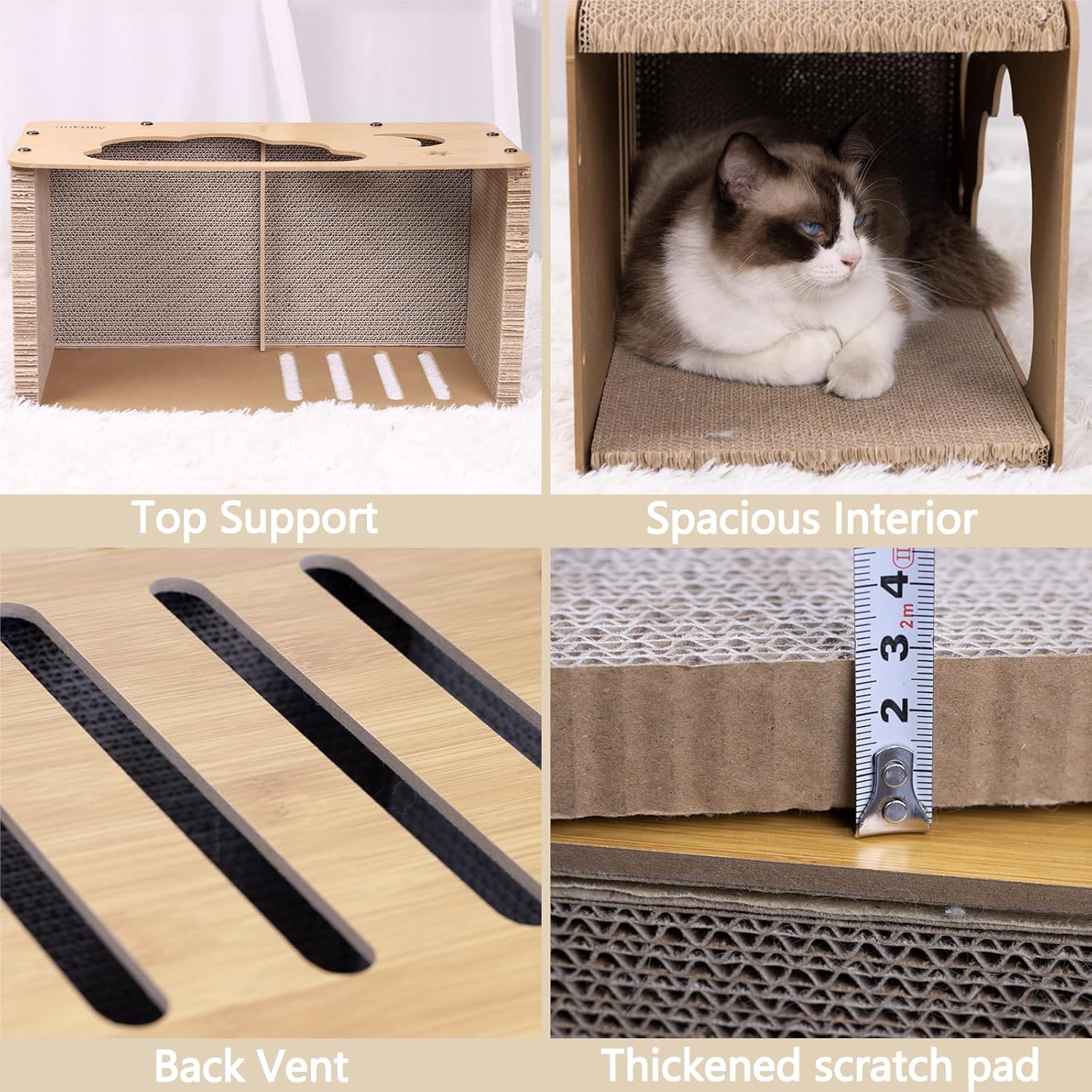 review Cat Scratcher House,Vertical and Horizontal Cardboard Cat House, Cat Play House for Cats,Bunny and Chickens,Indoor Bunny House,Chicken House for 2 Chickens,Sturdy,21.7x11.8x11.8Inches