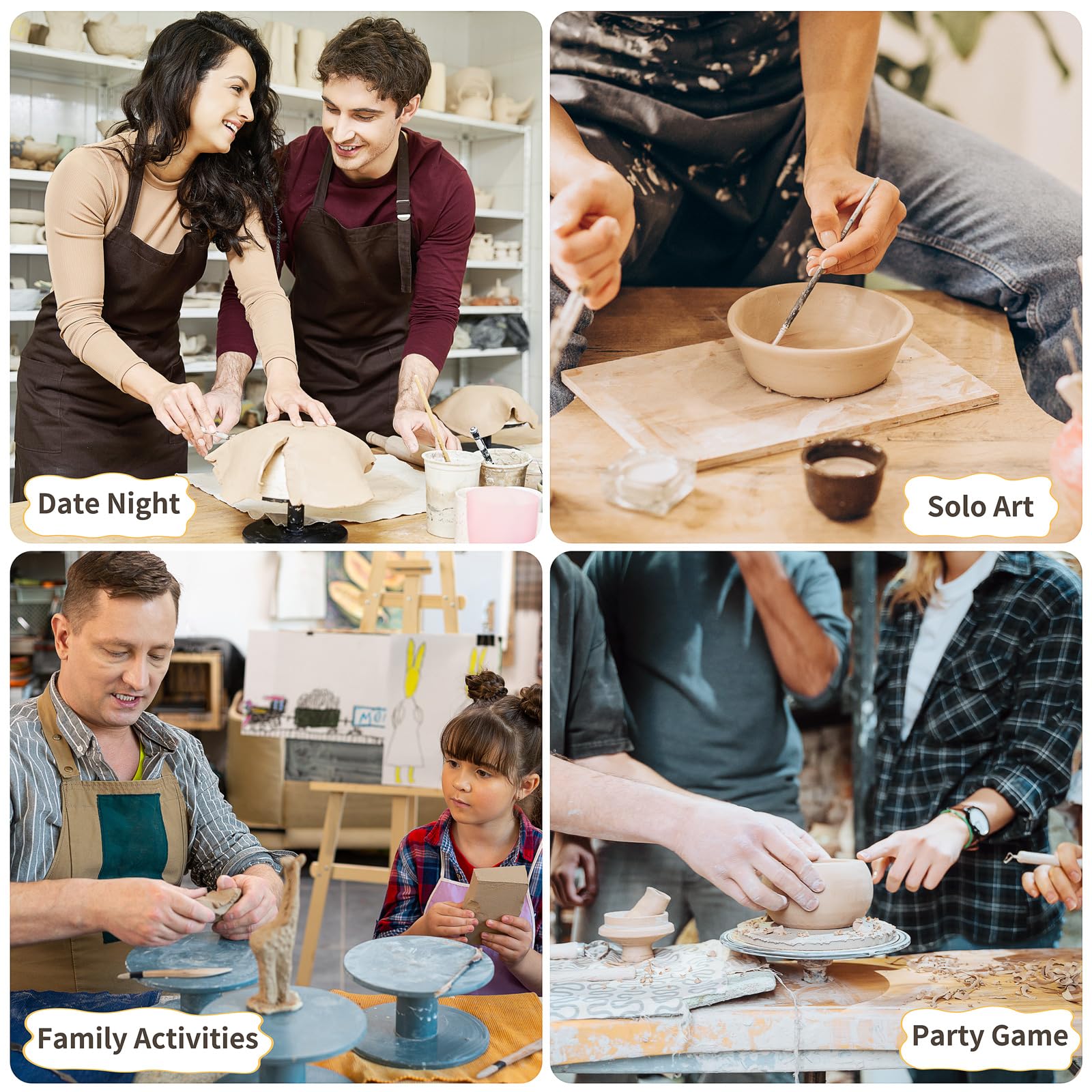 JelyArt Töpferset für Anfänger Lufttrocknender Ton Selbsttrocknender Ton für zuhause - Lufttrocknend DIY Set für Erwachsene Keramik Kreativset Tonset ohne Brennen Geschenke Bastelset (Clay Set)