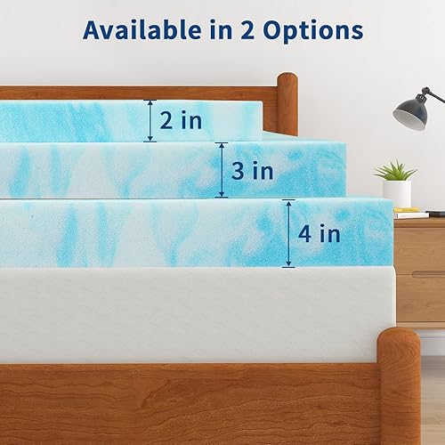 Miniatura 4 de IULULU Cubrecolchón, cubrecolchón de espuma viscoelástica de gel de 4 pulgadas, tamaño California King, certificado CertiPUR-US