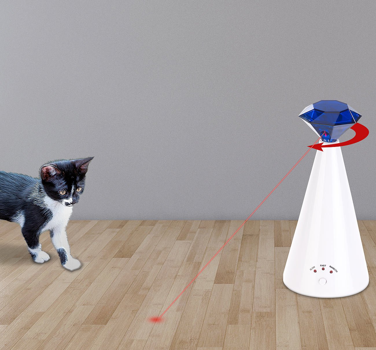 Katzenspielzeug: Automatische Licht-Katzenangel zur Förderung des Jagd-Instinkts (Katzenspielzeug Laser automatisch, Katzen Laserpointer automatisch, rot)