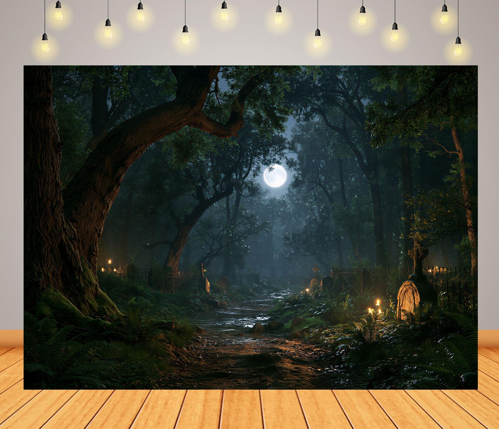 20x10FT (6x3m) Sentiero Tombe Con Candele Sfondo Fotografico