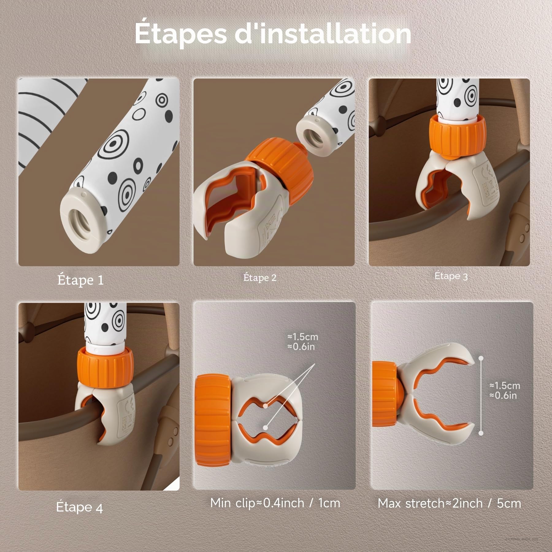 TUMAM 2-in-1 Spirale D'activité Bébé avec Arche Eveil Jouet Poussette pour Bebe 0 3 6 9 Mois, Jeux Eveil Suspendu avec Hochet Et Anneaux De Dentition pour Auto, Stroller Arch, Berceau, Peluche Cadeau