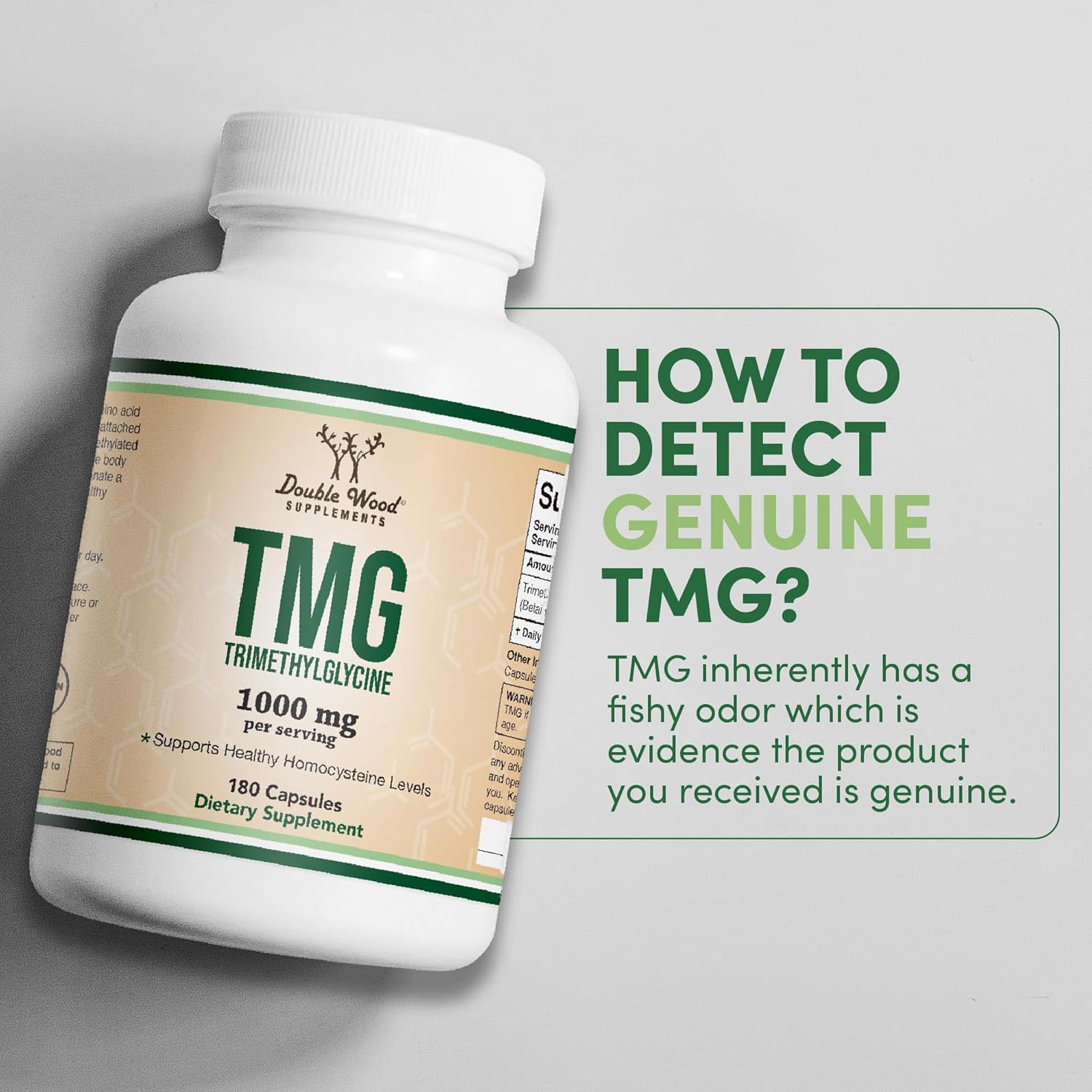 Double Wood Supplements TMG Suplemento de trimetilglicina 1,000 mg por