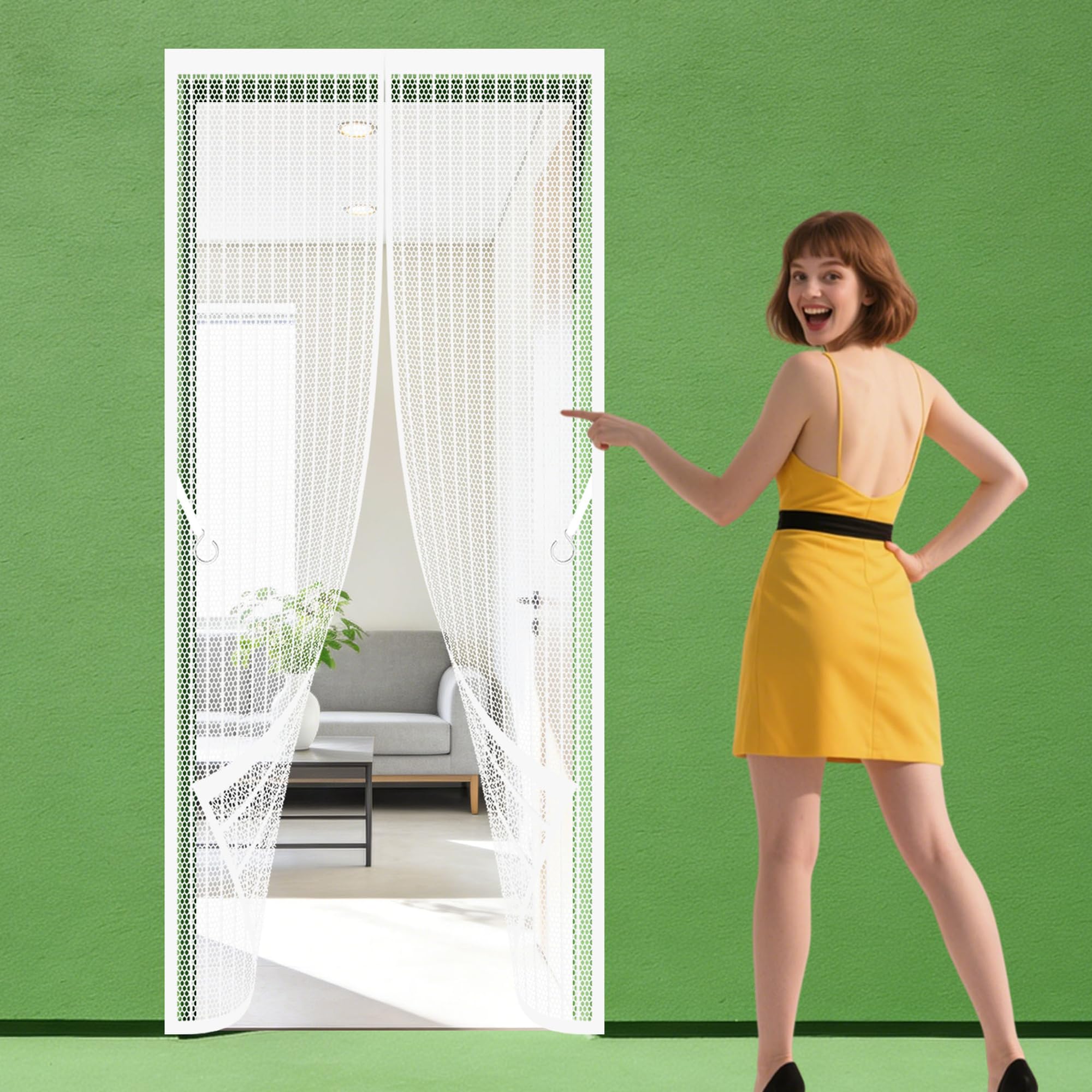 Taolitao White Magnetic Fly Screen Doors 110 X 210 Cm Auto Close Insect Curtain Fly Screens Doors Easy To Install Without Drilling Suitable For Patio Room Balcony Bedroom,