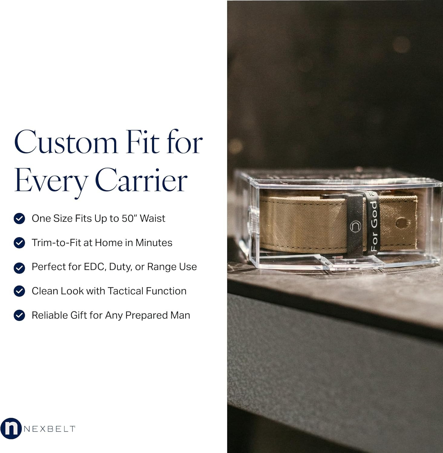 Nexbelt Thin Bar Tactical EDC Ratchet Belt for Men – Adjustable No-Hole Gun Belt for Concealed Carry – 1.5" Wide - Image 6