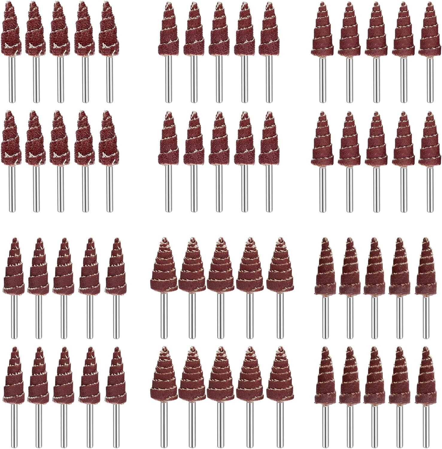 SUNJOYCO 60 PCS Abrasive Flap Wheel Sander, 1/8" Round Shank Cone Shape Abrasive Sandpaper Grinding Head Rotary Tool for Polishing, Die Grinder Flap Wheel for Drill, 80, 120, 240, 320, 400, 600 Grit