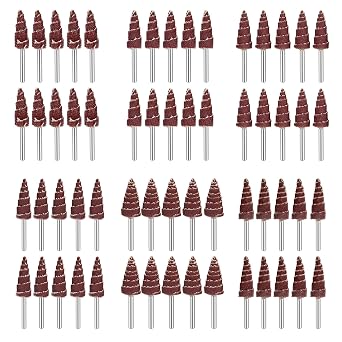 60 PCS Abrasive Flap Wheel Sander, 1/8" Round Shank Cone Shape Abrasive Sandpaper Grinding Head Rotary Tool for Polishing, Die Grinder Flap Wheel for Drill, 80, 120, 240, 320, 400, 600 Grit