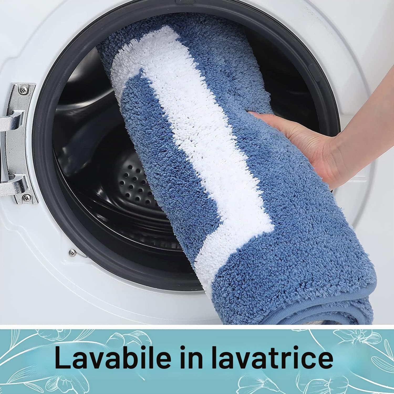 Homaxy Tappeto da bagno antiscivolo lavabile in morbida microfibra, 60 x 120 cm, colore blu