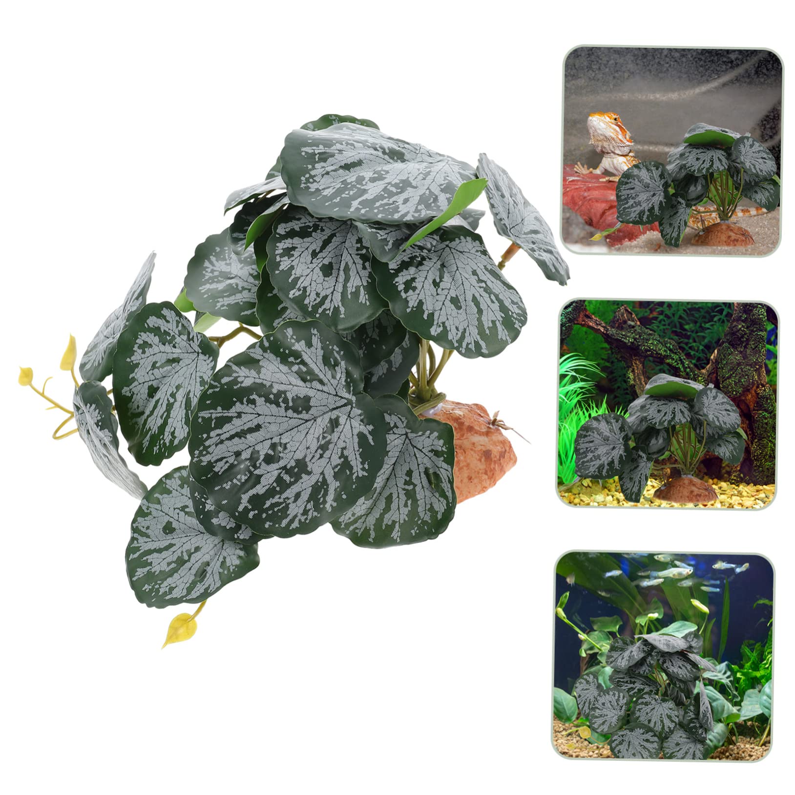 minkissy 3pezzi Decorazione Per Terrario Con Piante Artificiali Accessori Per Rettili Simulazione Realistica Di Piante Verdi Per Habitat Di Tartarughe Lucertole e Altri Animali Effetto