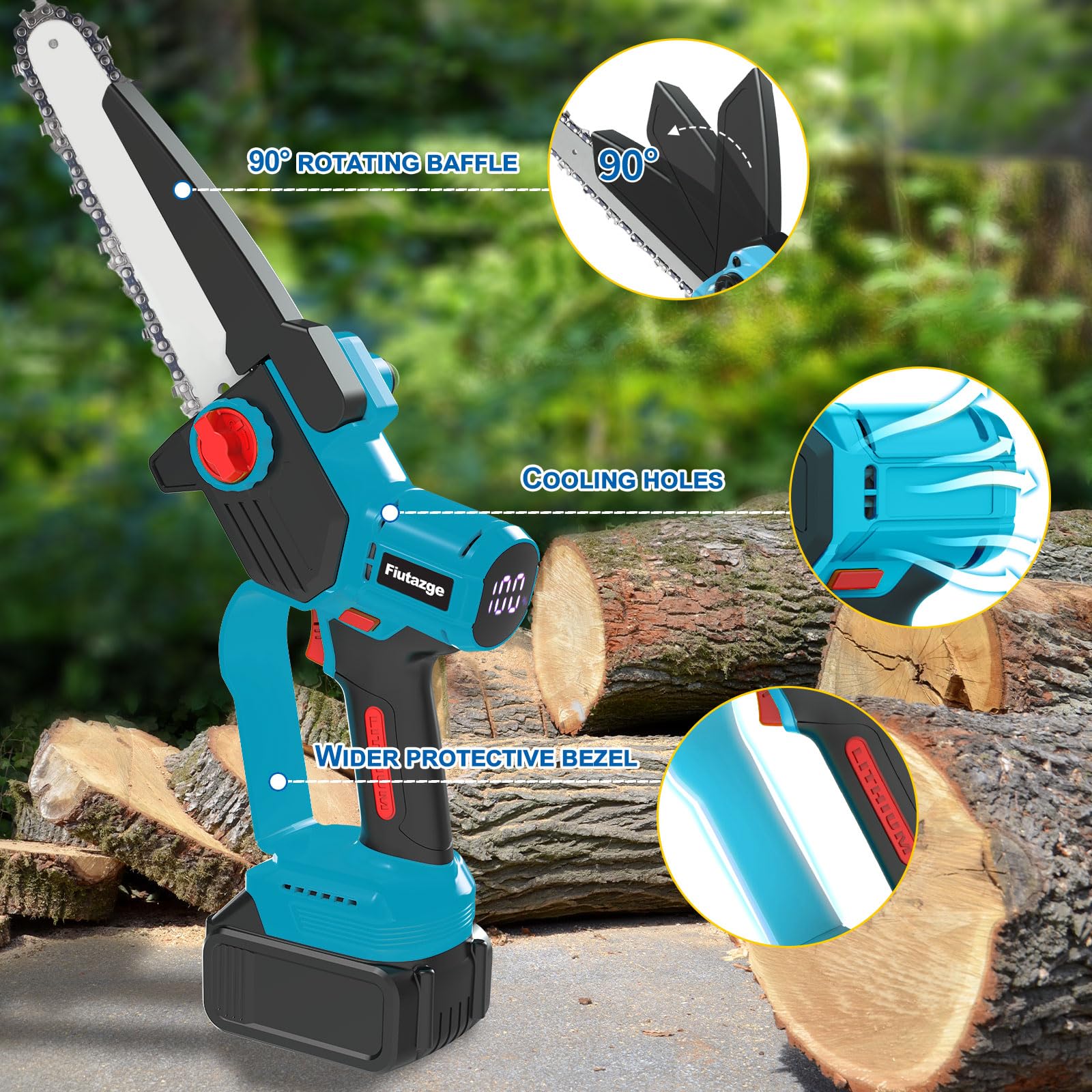 Mini Motosega a Batteria 8 Pollici Compatibile con Makita 18V Batteria, Brushless Sega a Batteria, per La Potatura dei Rami e Il Taglio del Legno(Senza Batteria e Caricatore)
