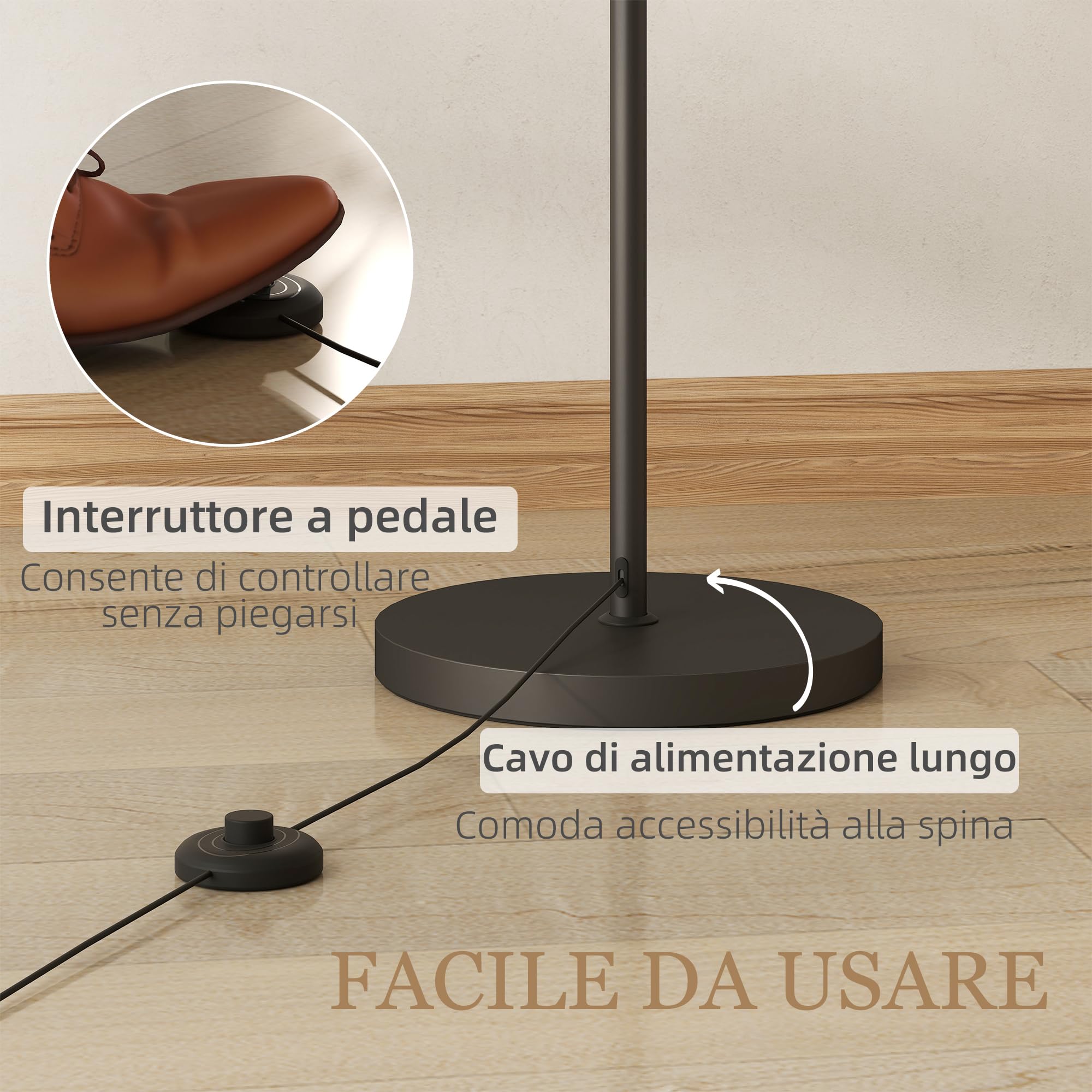 HOMCOM Lampada da Terra a LED Dimmerabile con Telecomando, Piantana Lampada con Luce Regolabile su 11 Colori di Temperatura e 11 Luminosità, Timer 60 Minuti, Paralume Girevole e Inclinabile, Nero