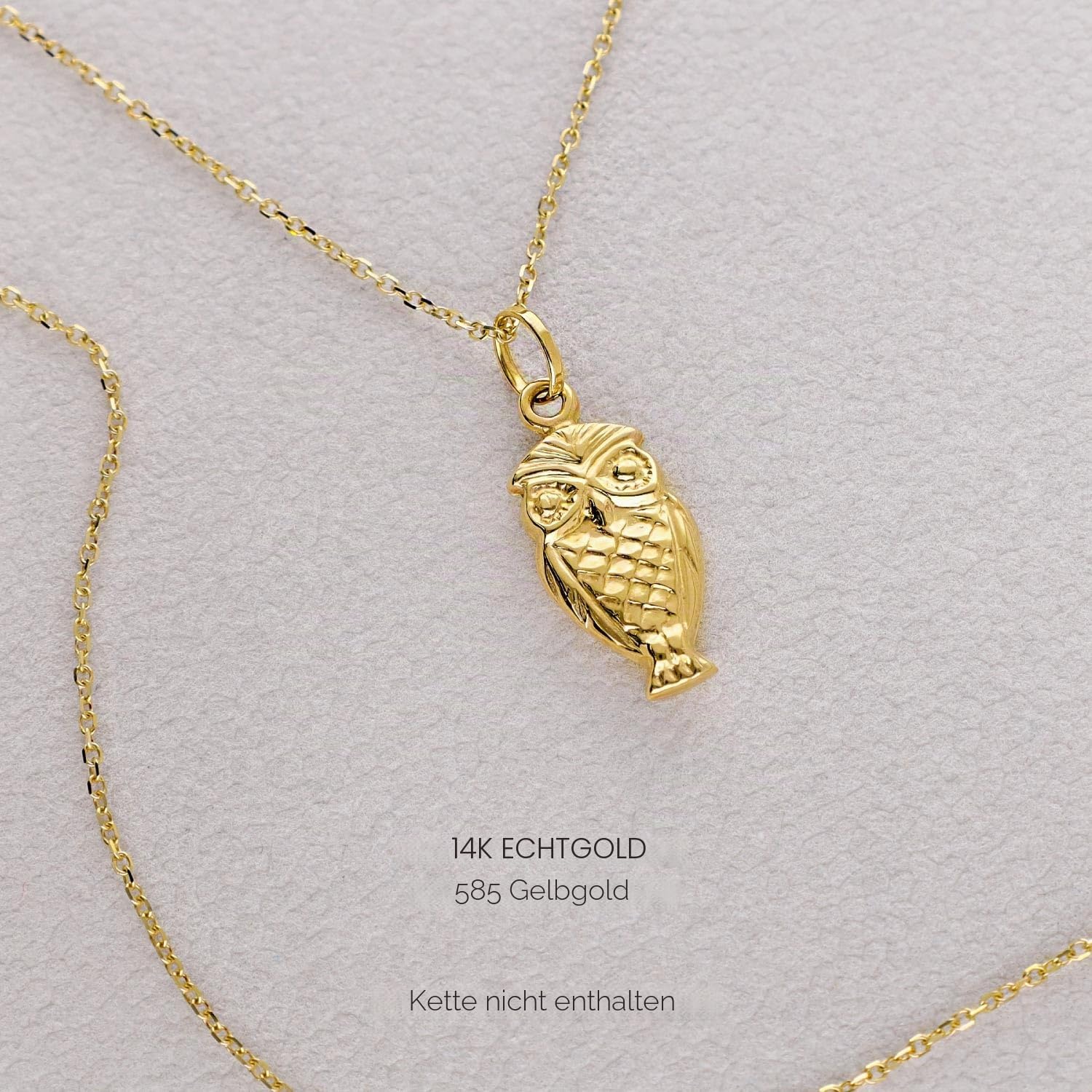 forme di Lucchetta - Glücks-Eule | Polierter 14K Gelbgold Anhänger, Goldanhänger Damen Mädchen 585 Echtgold für Kette (bis zu 4 mm) - hergestellt in Italien