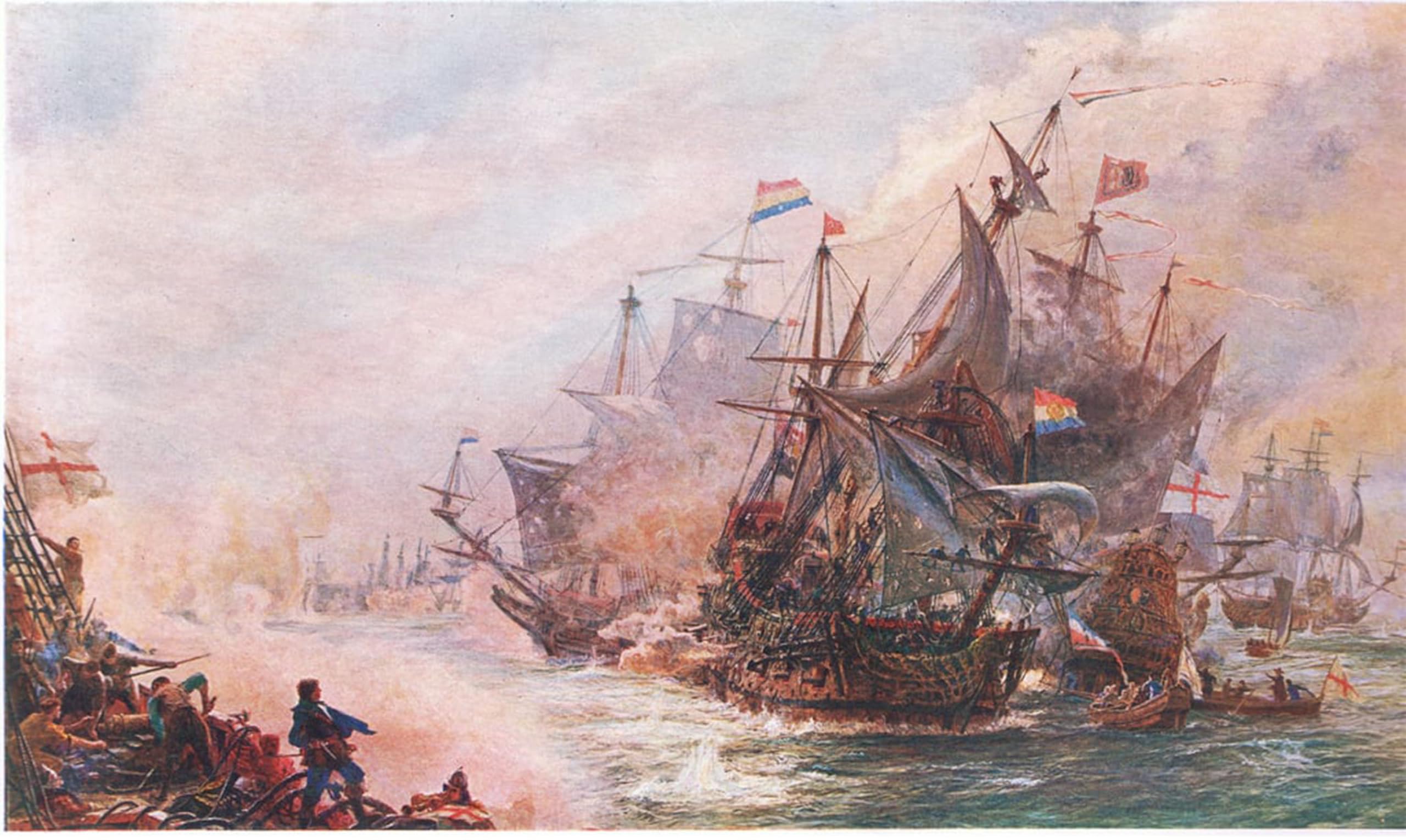 ARTXLXXBN Famous Print Painting Colorful Art Print Blakes Three Day Engagement with Von Tromp by William Lionel Wyllie Canvas Art Decorations for Home Decor 60x90cm