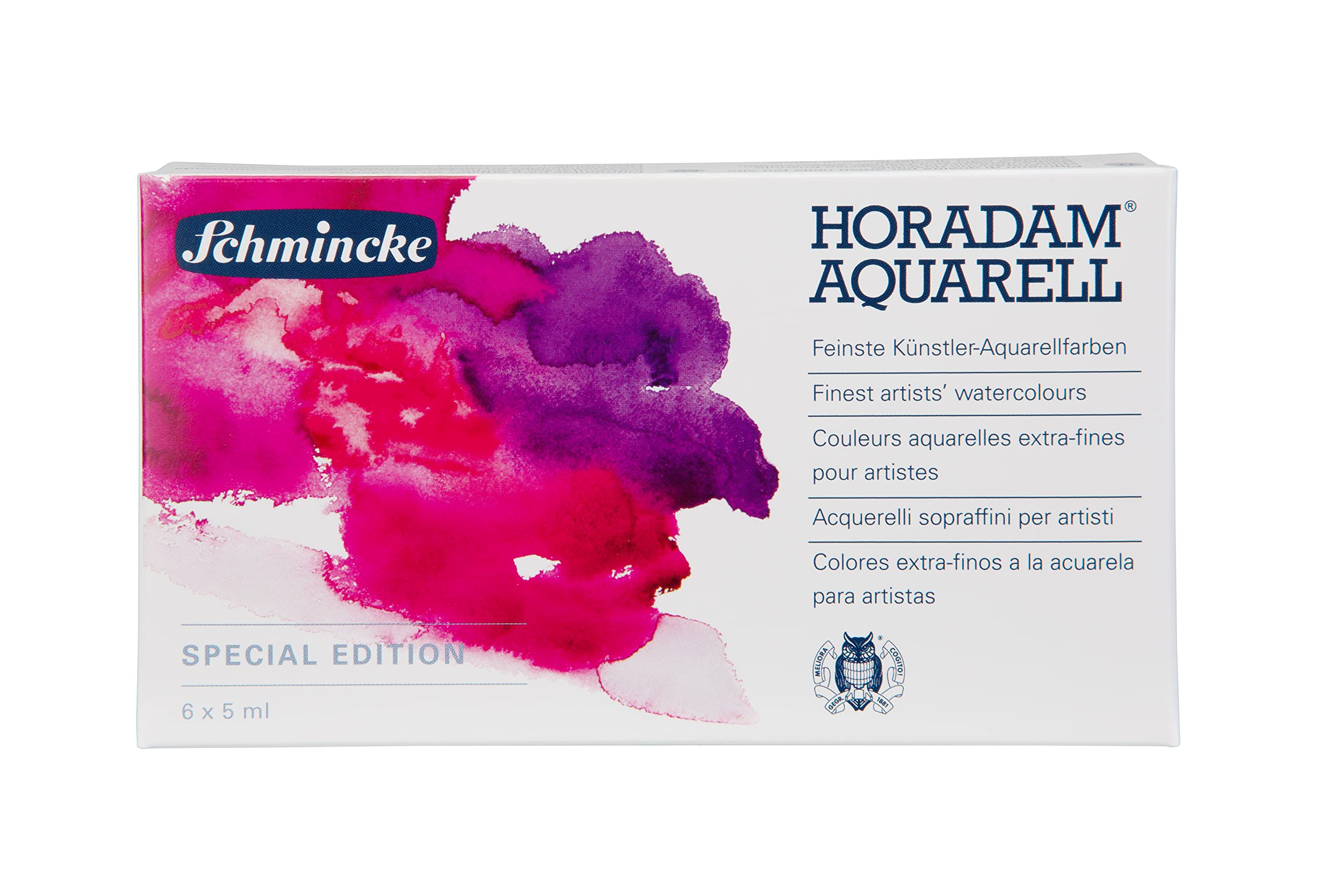 Schmincke HORADAM Aquarell Farbkasten, Special Edition, 6 x 5 ml Tuben, 74870097, Metallkasten, Malset, feinste Premium Aquarellfarben