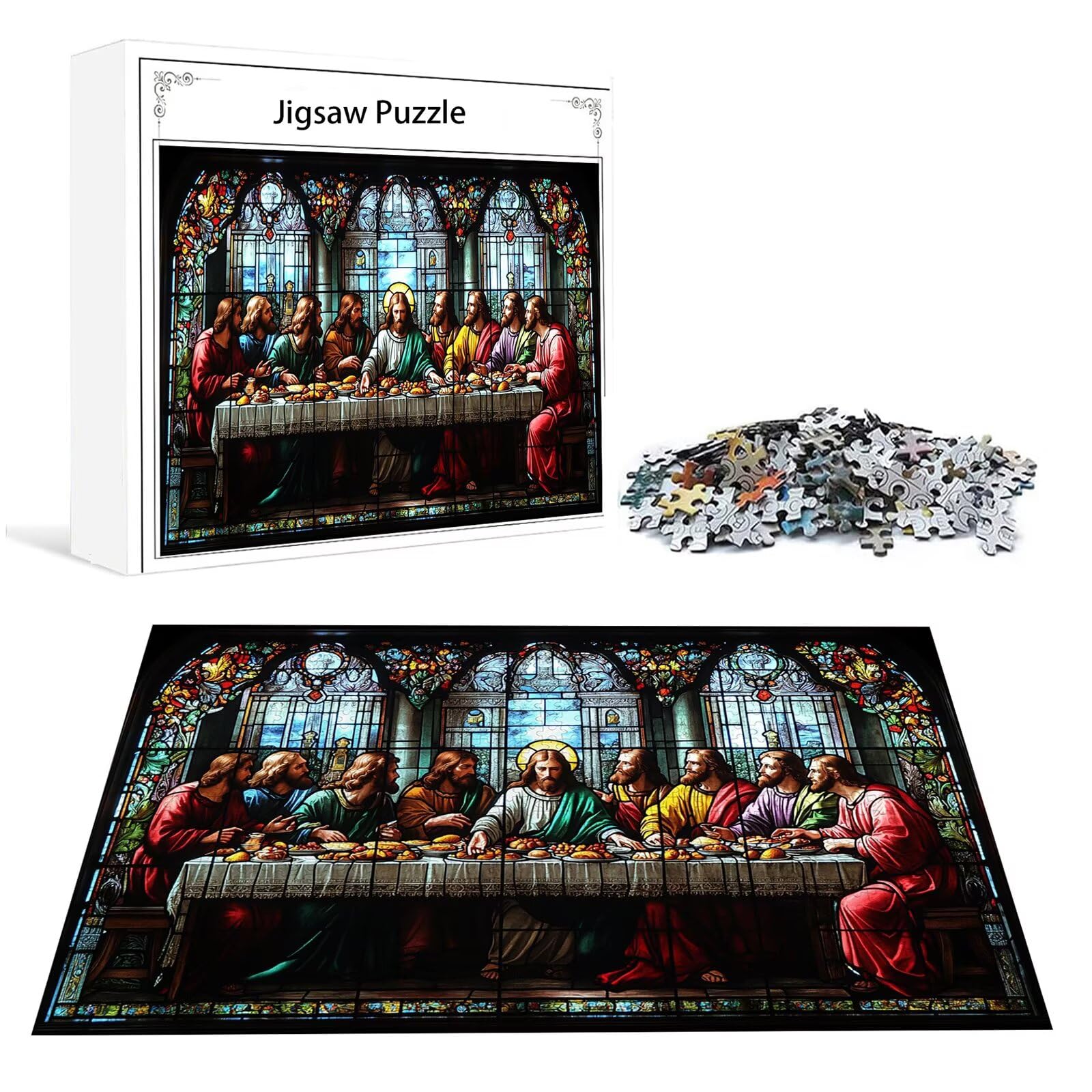 La Cène Puzzle 1000 Pieces Adultes Homme Puzzles Classiques Panorama Bois Difficile Impossible Geant Jigsaw Jeu éducatif Défi Jouet pour Enfants et Adulte dès 14 Ans Cadeau Homme Femme Boxed P-177