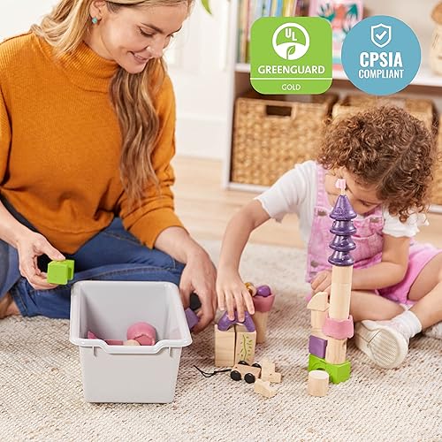 Miniatura 6 de ECR4Kids Cubo de almacenamiento frontal con cucharada, organización multiusos, gris claro, 20 piezas