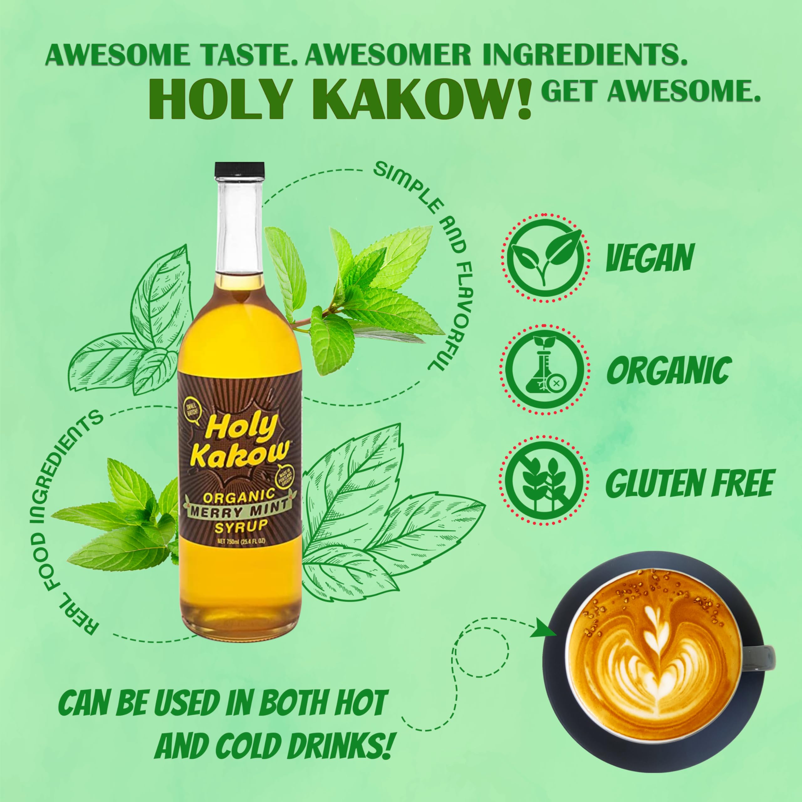 Amazon.com: Holy Kakow Cafe Organic Mint Syrup - Mint Syrup