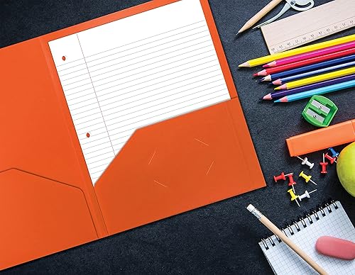 Miniatura 5 de Better Office Products Carpetas de plástico pesado con 2 bolsillos, carpetas de polietileno tamaño carta, paquete de 24 (naranja)