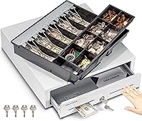 Vista 1 de Volcora Cajón de caja registradora de 16 pulgadas para sistema de punto de venta (POS), totalmente extraíble blanco resistente hasta con 5