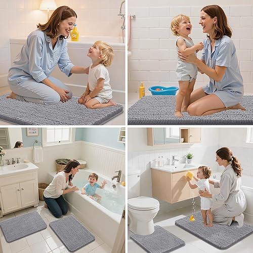 Miniatura 7 de Arotive Alfombras de baño de felpilla de 47 x 24 pulgadas, extra suaves, absorbentes, peludas, lavables a máquina, tapetes de baño de felpa TPR