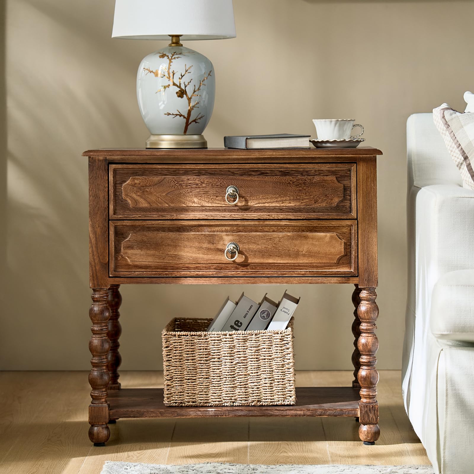 HULALA HOME Farmhouse Storage End Table
