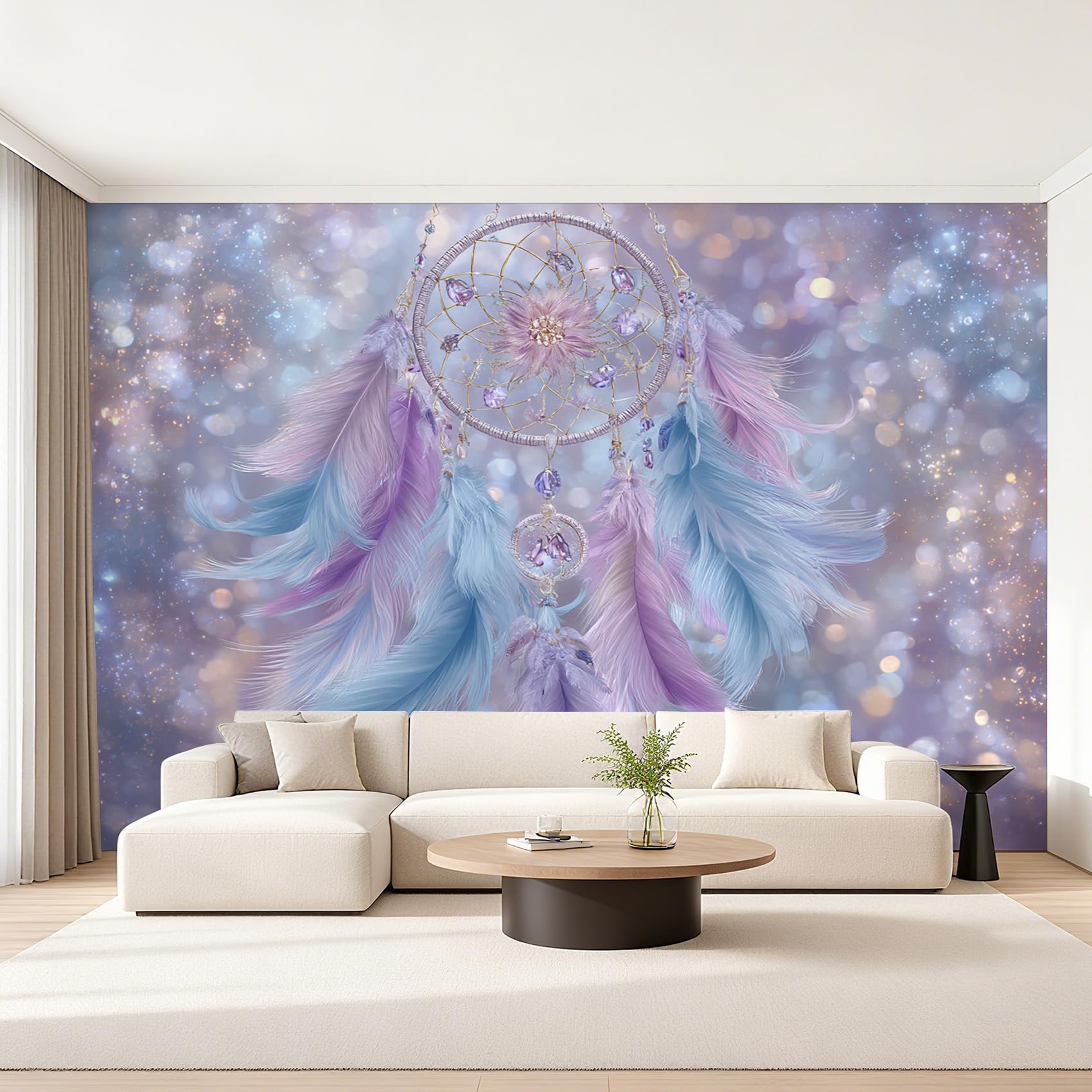 Generisch Vlies Fototapete Traumfänger 400x280 cm, Tapete Lila Tapeten Vliestapete Wohnzimmer Bohemian Dreamcatcher Schlafzimmer Wandtapete Ornamente Mustertapete W&62