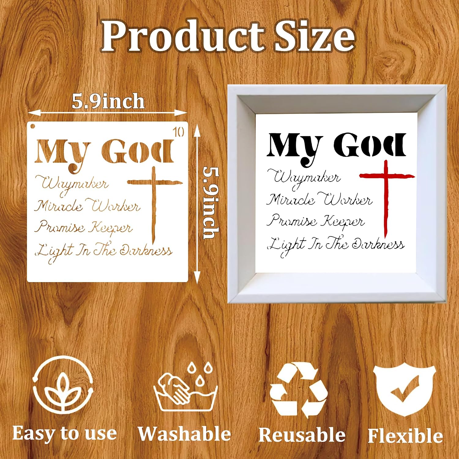 16 Pieces Christian Stencils for Crafts 6" Reusable Bible Verse Cross Faith Stencils for Painting on Wood Sign Canvas Fabric DIY Office Home Decoration image 2