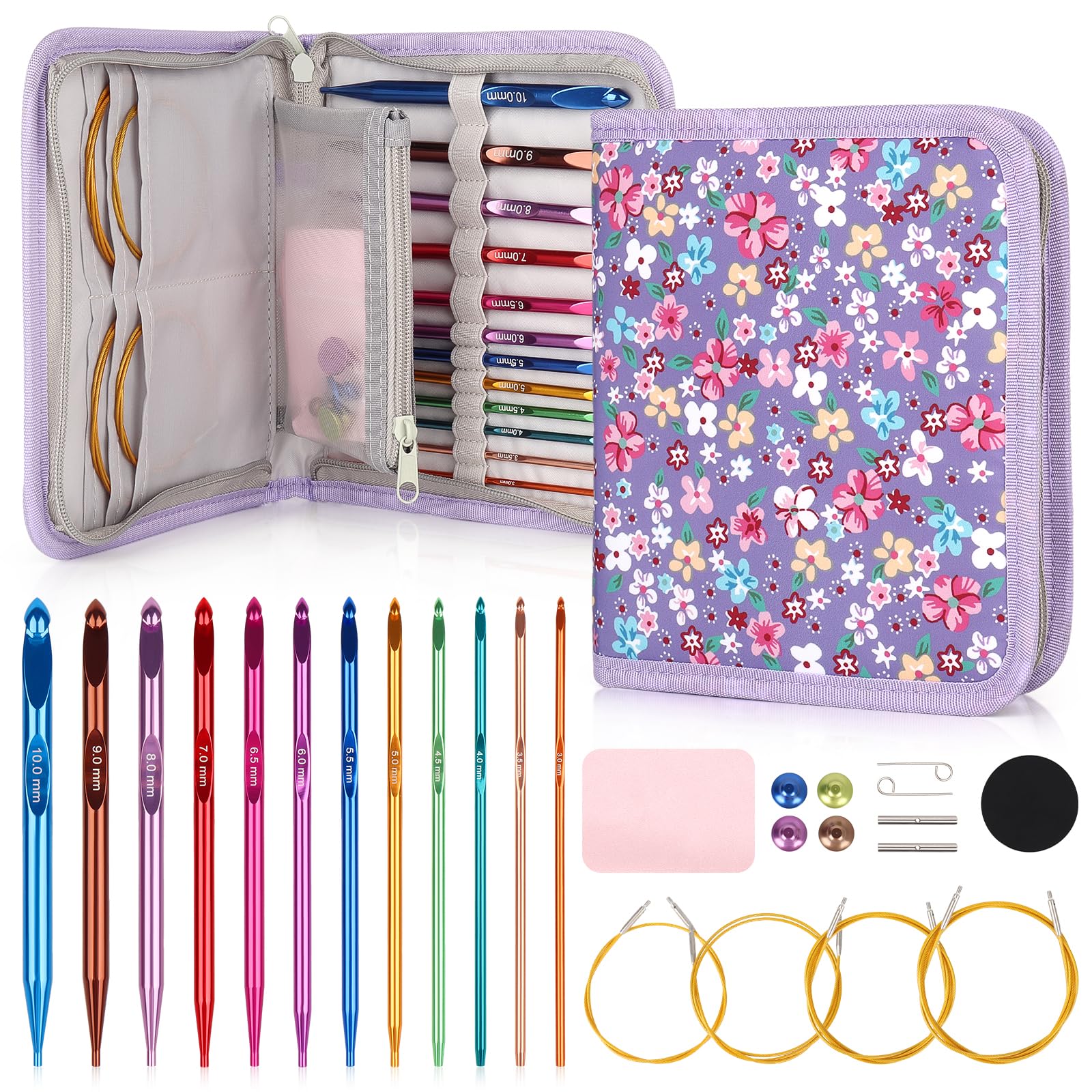 Coopay Tunisian Crochet Hooks Set Interchangeable, 12 Sizes 3mm-10mm