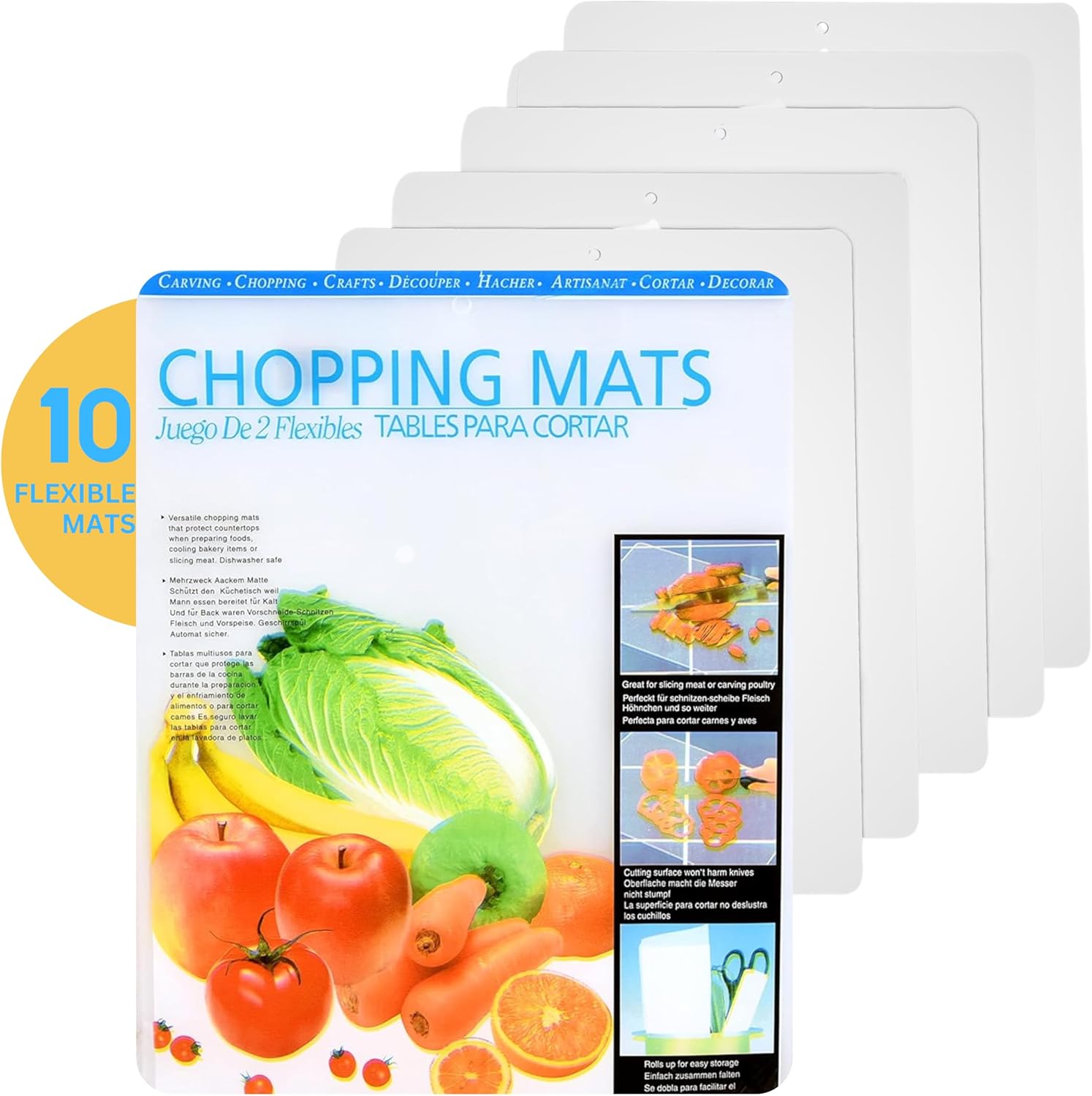 Kitchen Cutting Board | Flexible Chopping Mats | Food Safety | Hanging Hole for Easy Drying |12×15” Size | Set of 10 Kitchen Cutting Board | Flexible Chopping Mats | Food Safety | Hanging Hole for Easy Drying |12×15” Size | Set of 10