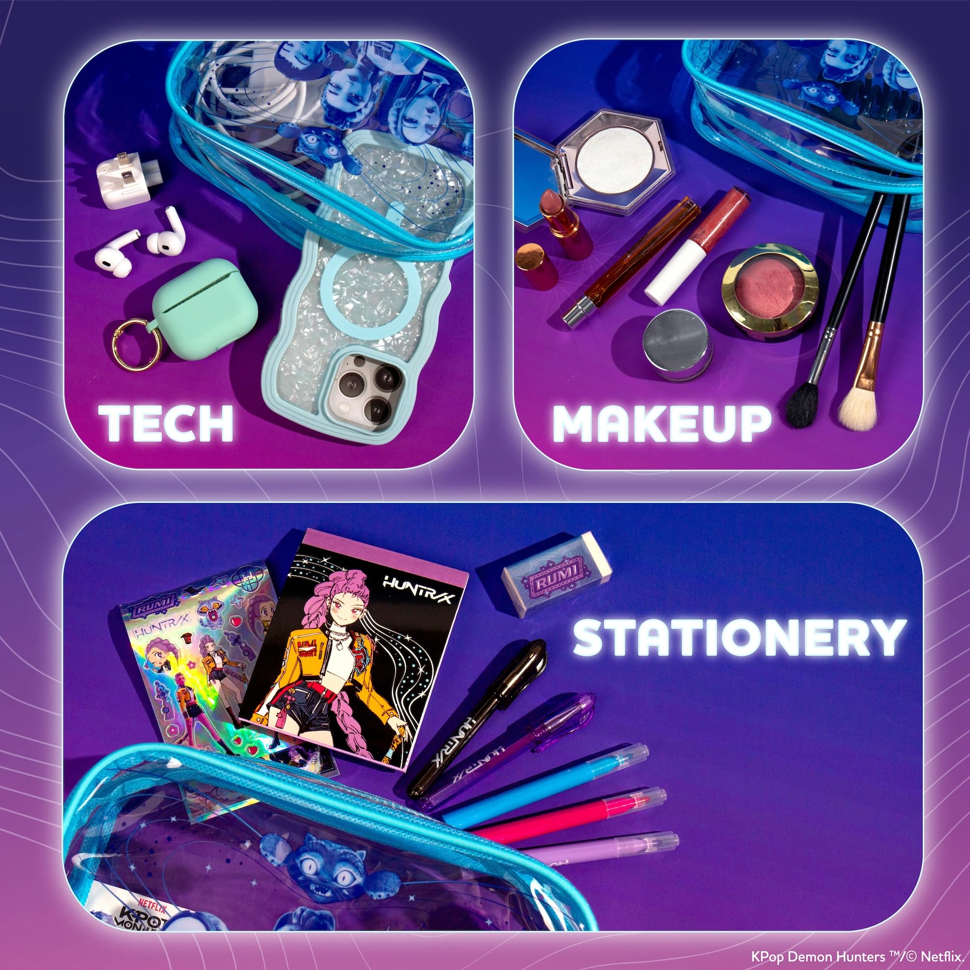 Kpop Demon Hunters™ Pencil Pouch – Huntr/x Edition, Durable PVC Pouch with Zipper, Spacious & Travel-Friendly, Official K Pop Demon Hunters Merch for K-Pop Fans, Students, Teen - 4