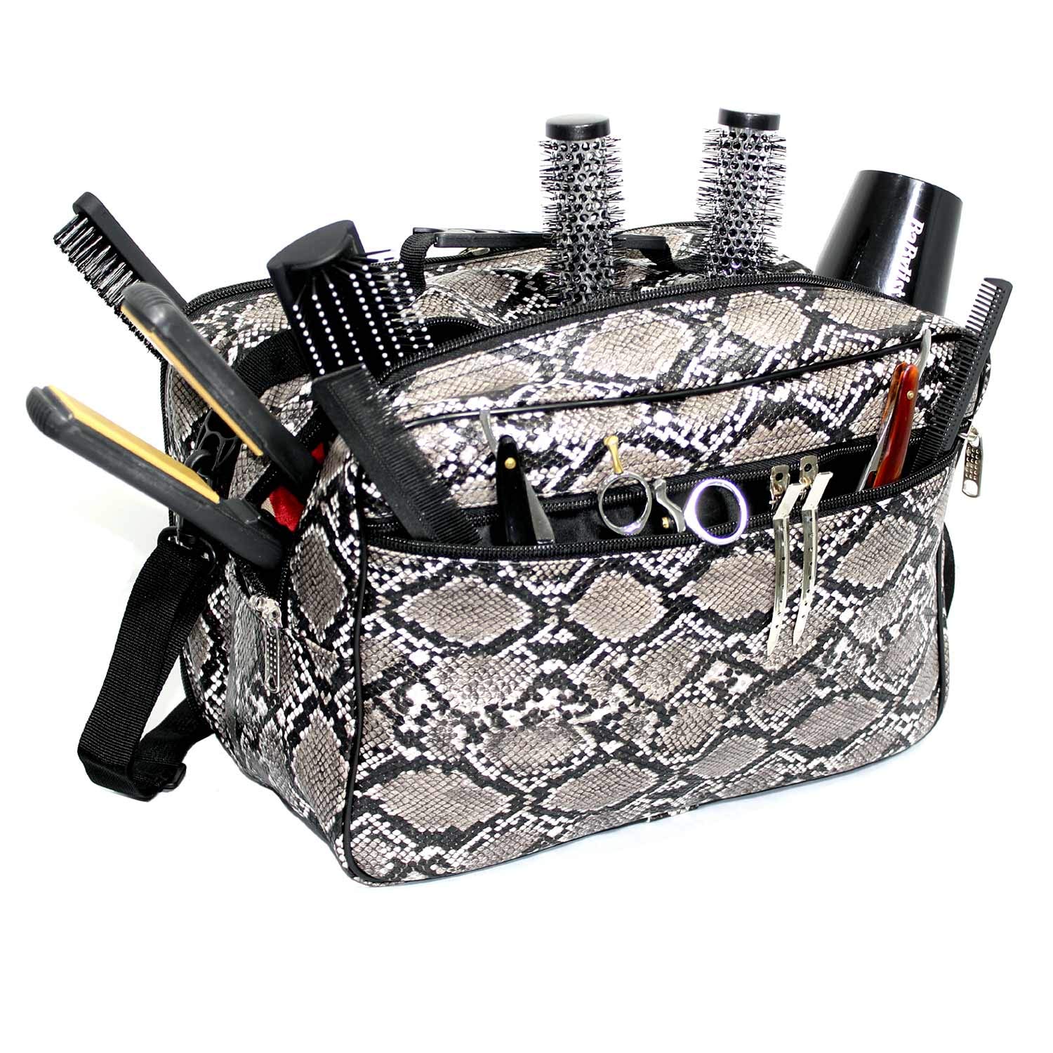 Kassaki Pro Hairdressing Tool Carry Hair Equipment Salon Storage Travel Bag  Case (Grey Snake Look)