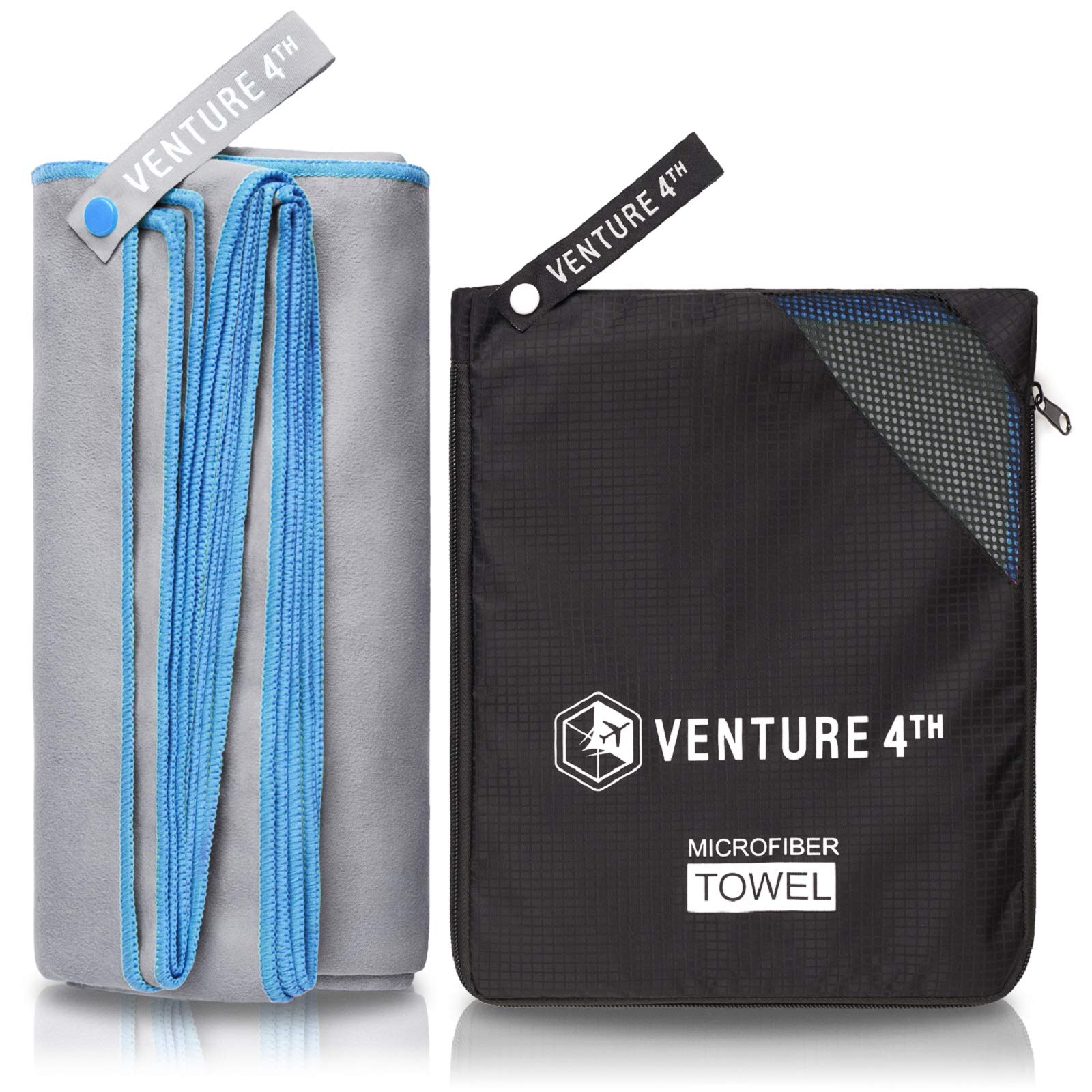 VENTURE 4TH Quick Dry Travel Towel - Fast Drying Ultra Soft Microfiber Towels - Essential for Camping, Backpacking, Yoga, Swimming, Gym, Sports and Beach - 3 Compact Sizes