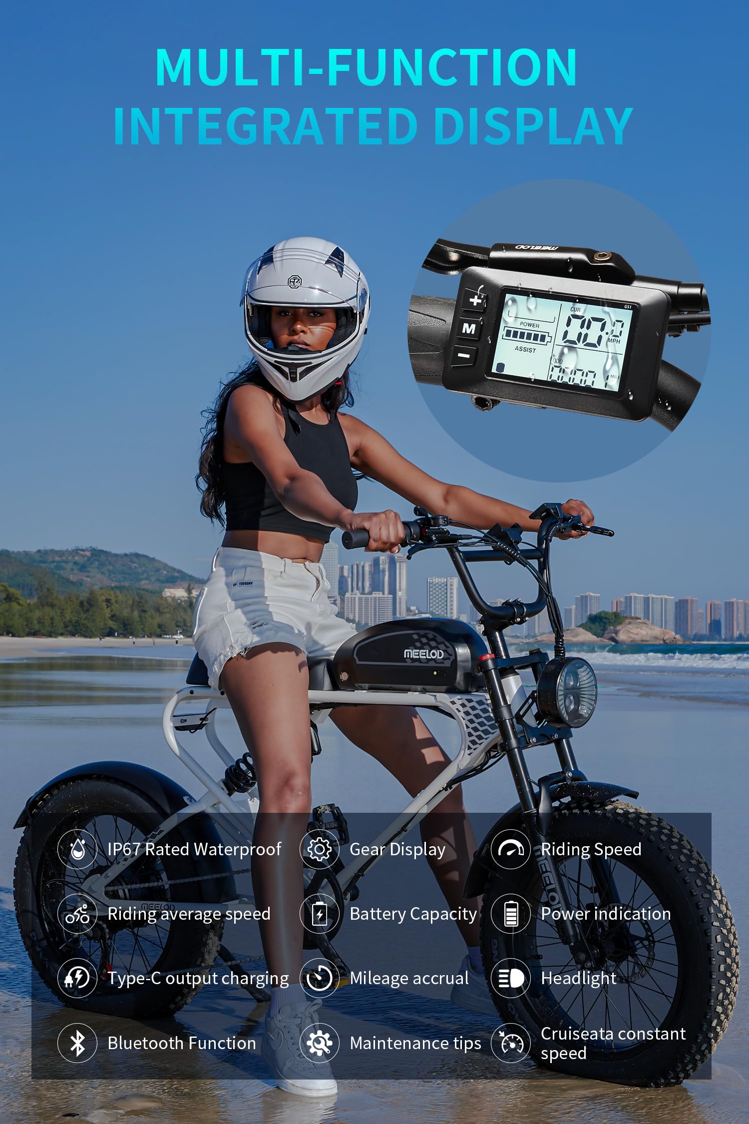 48V 20Ah Electric Bike for Adults, 1200W Peak Fat Tire Ebike, 43-100 Miles Long Range, 31MPH Top Speed, 20"x4.0" Off-Road Electric Bicycle with Hydraulic Brakes & LCD Display — view 4