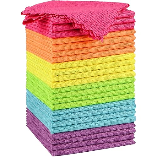 Orighty Microfiber Cleaning Cloth, 24 Pack Highly Absorbent Cleaning Rags, Household Cleaning Supplies, Reusable Lint Free Cloths Microfiber Rag for House, Kitchen, Car Care, 11.5 x11.5 inch