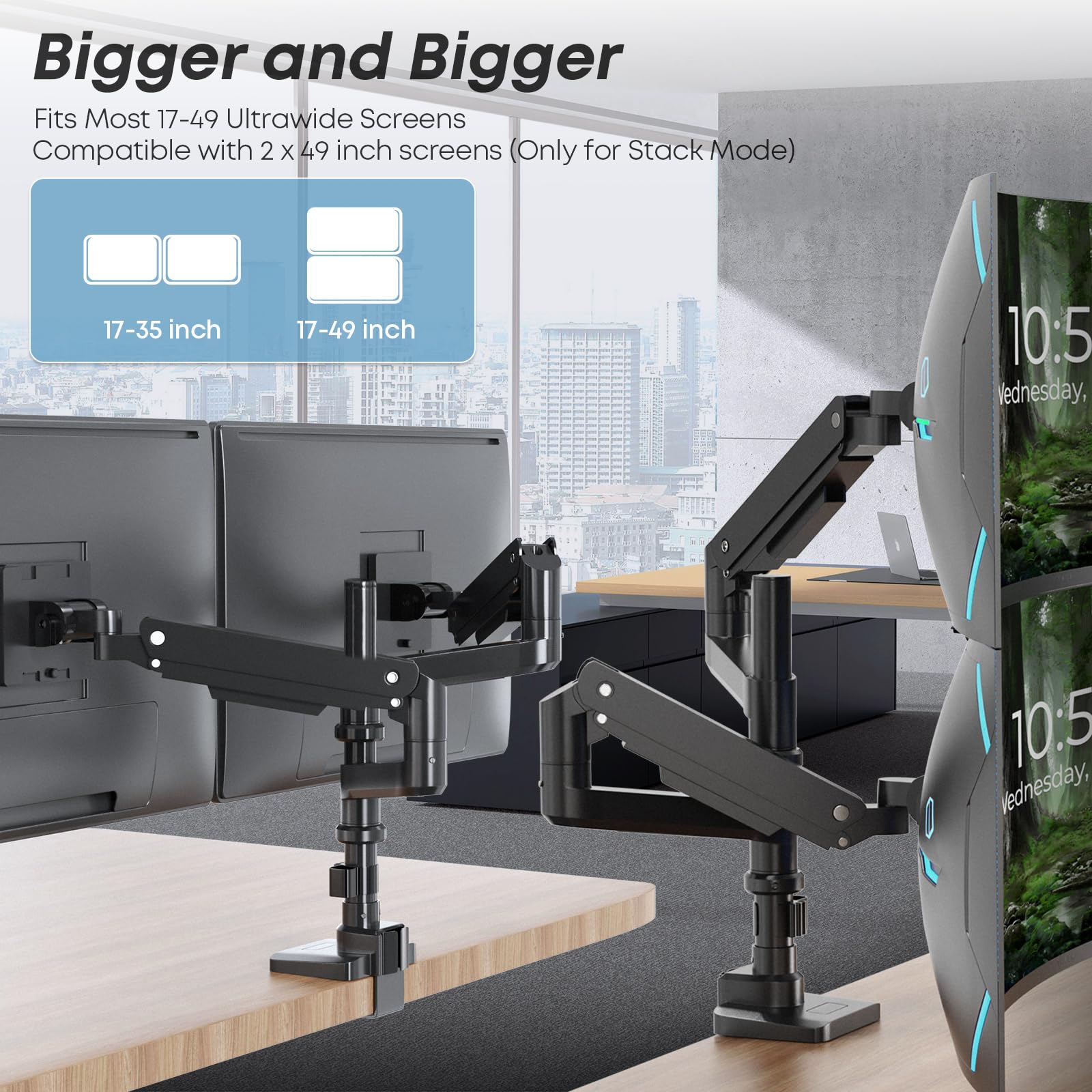 Dubbele monitorstandaard, dubbele monitorarm, dubbele monitormontage voor vesa-montage, tot 32 inch monitorbureaubevestiging, soporte monitorarmen en monitorstandaards voor 2 monitoren, dubbele