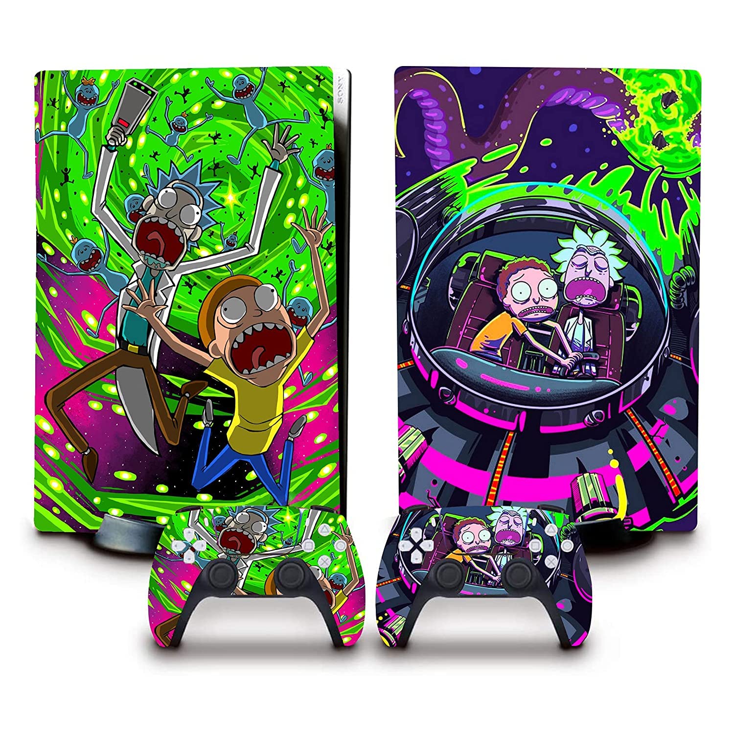 Skin Poster PS5 Skin Protective Wrap Cover Vinyl Sticker Decals for Playstation 5 Disk Version Console and Two Dual Sense 5 Sticker Skins Black PS5 Skin Console and Controller (Rick and Morty) [video game] (B09ZBCZZP3) Amazon Price History, Amazon Price Tracker