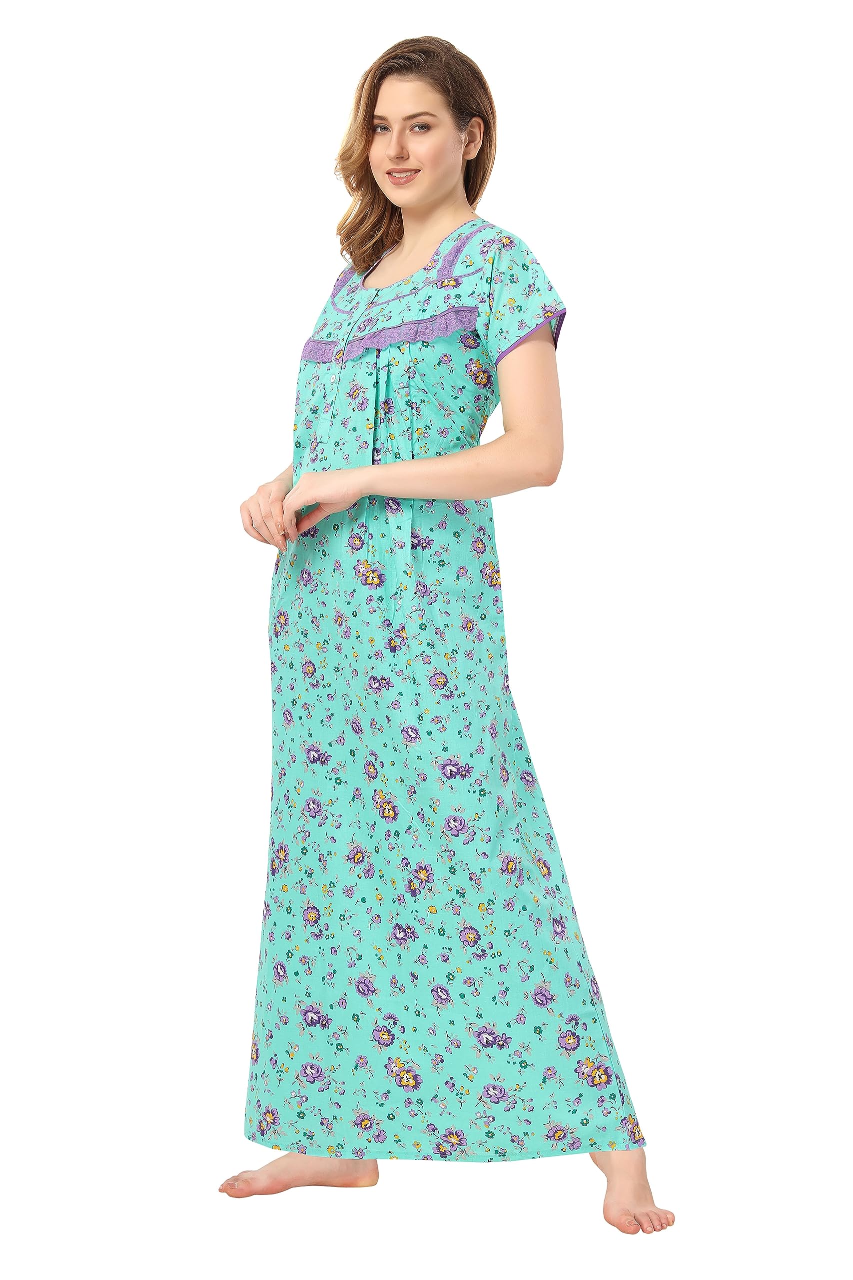 Soulemo Women Cotton Pista Green Maxi Nighty 499Pxxl (Size - Xxl) 2