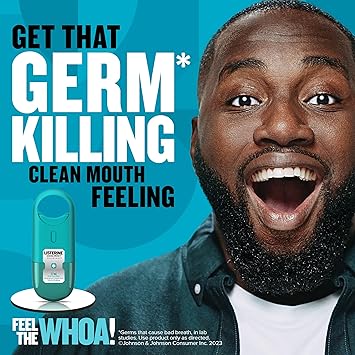 Listerine Cool Mint Pocketmist, Oral Care Mist for Fresh Breath, Non-Aerosol Sugar-Free Bad Breath Refresher Spray to Kill 99% of Bad Breath Germs, Portable, Cool Mint Flavor, 1 Pack of 2 Sprays