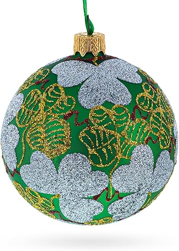 Miniatura 2 de Enchanting 1902 Clover Leaf Royal Egg Green - Adorno navideño de vidrio soplado de 3.25 pulgadas