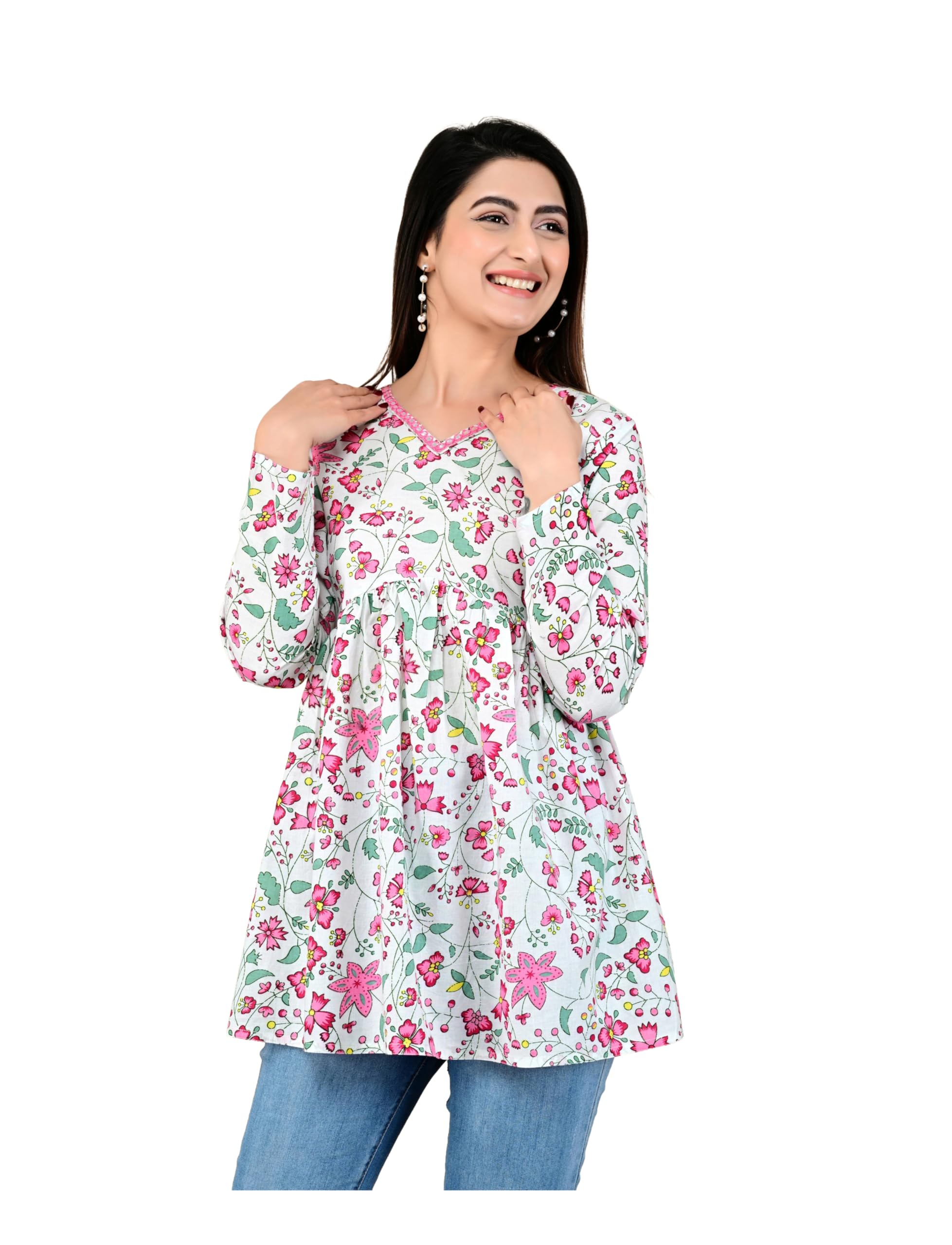 Women Embroidery Stylish Flared Top