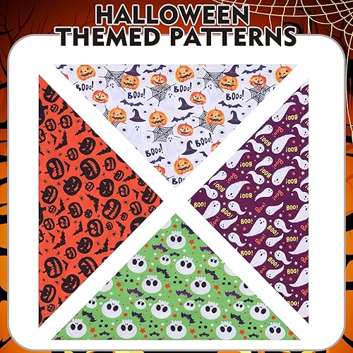 Miniatura 2 de EXPAWLORER Bandanas de Halloween para perro, paquete de 4 bandanas reversibles para perros para disfraz de niños y niñas, bufandas triangulares