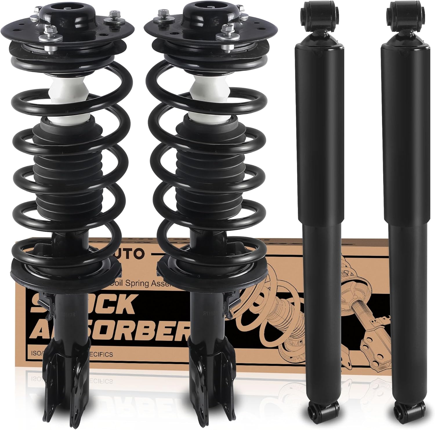 Front + Rear Strut Shocks Assembly Compatible with 2010 2011 2012 2013 2014 2015 2016 2017 Chevy Equinox GMC Terrain (w/o 19 Inch Wheels) Coil Spring Shocks Absorbers 4x Front+Rear Struts 2010-2017 Equinox