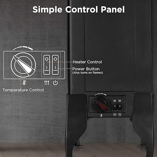 Miniatura 5 de TURBRO Suburbs TS17 - Chimenea eléctrica compacta, calentador de 18 pulgadas con llama realista, certificado CSA, protección de seguridad contra
