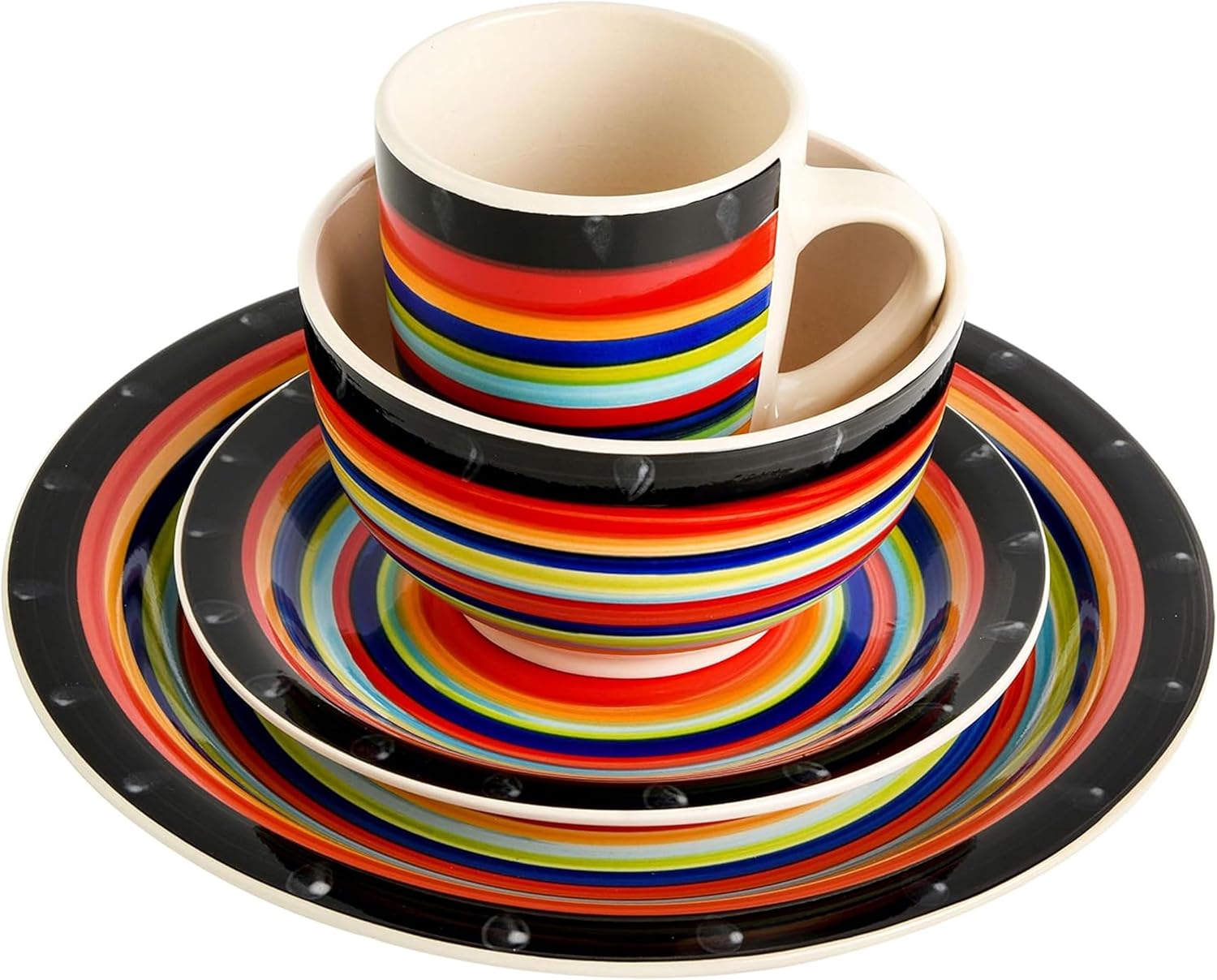 Gibson Home Casa Stella 16-Piece Dinnerware Set, Red